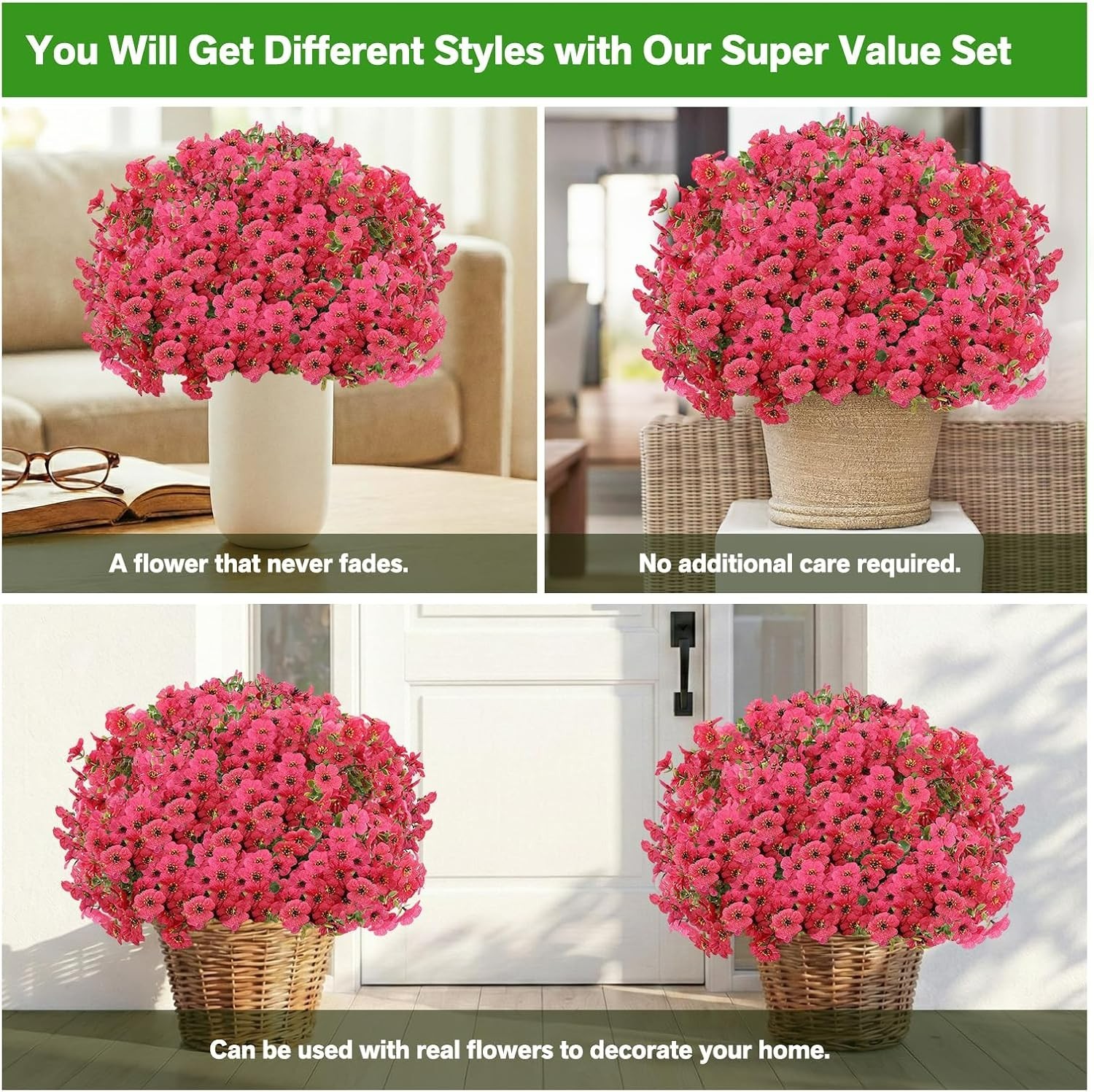 Flexible & Lifelong 13 Pcs Artificial Flowers – UV Resistant for Outdoor Delight