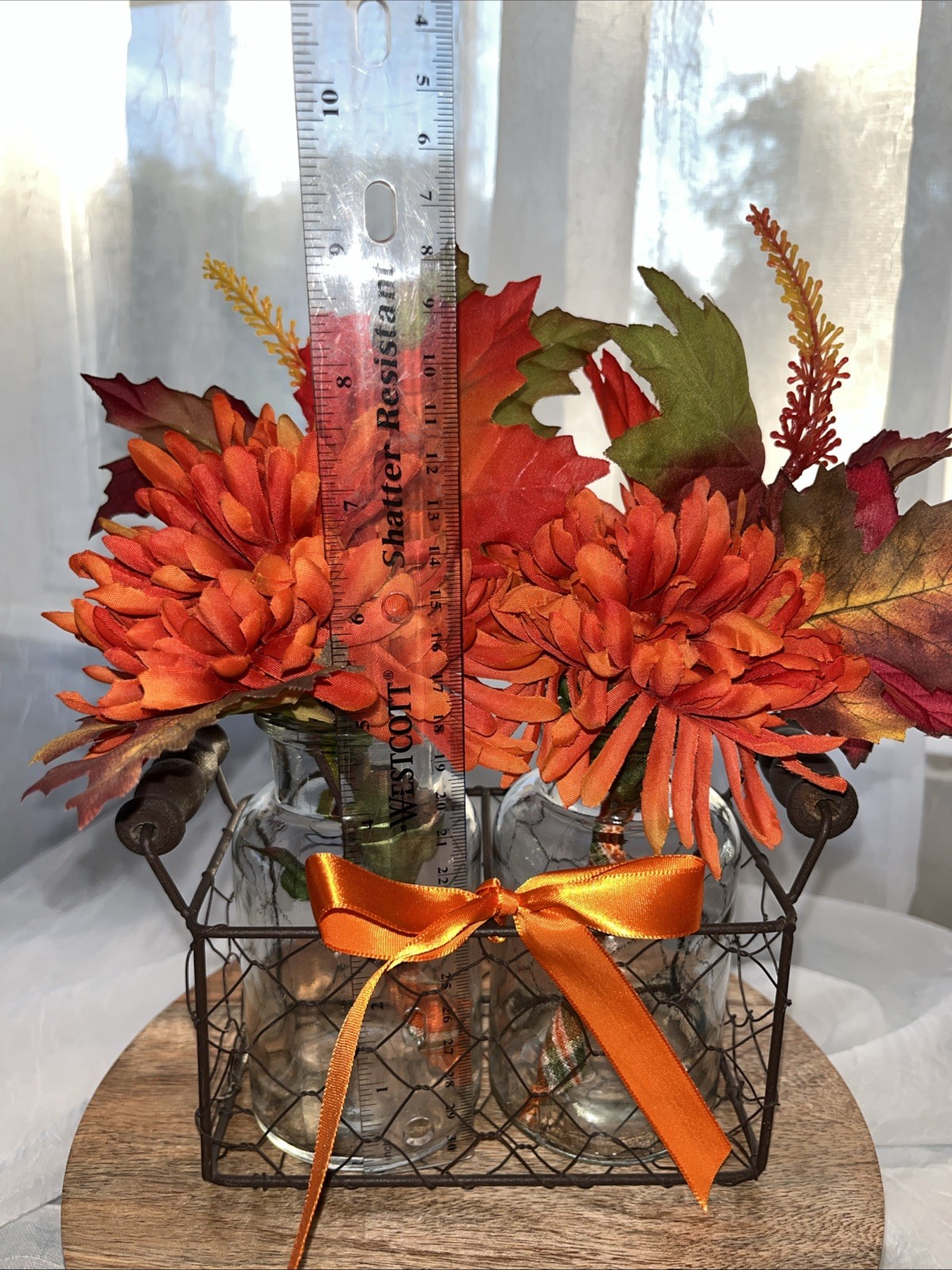 Fall Artificial Flower Arrangement Chrysanthemum Wheat & Oak Leaf