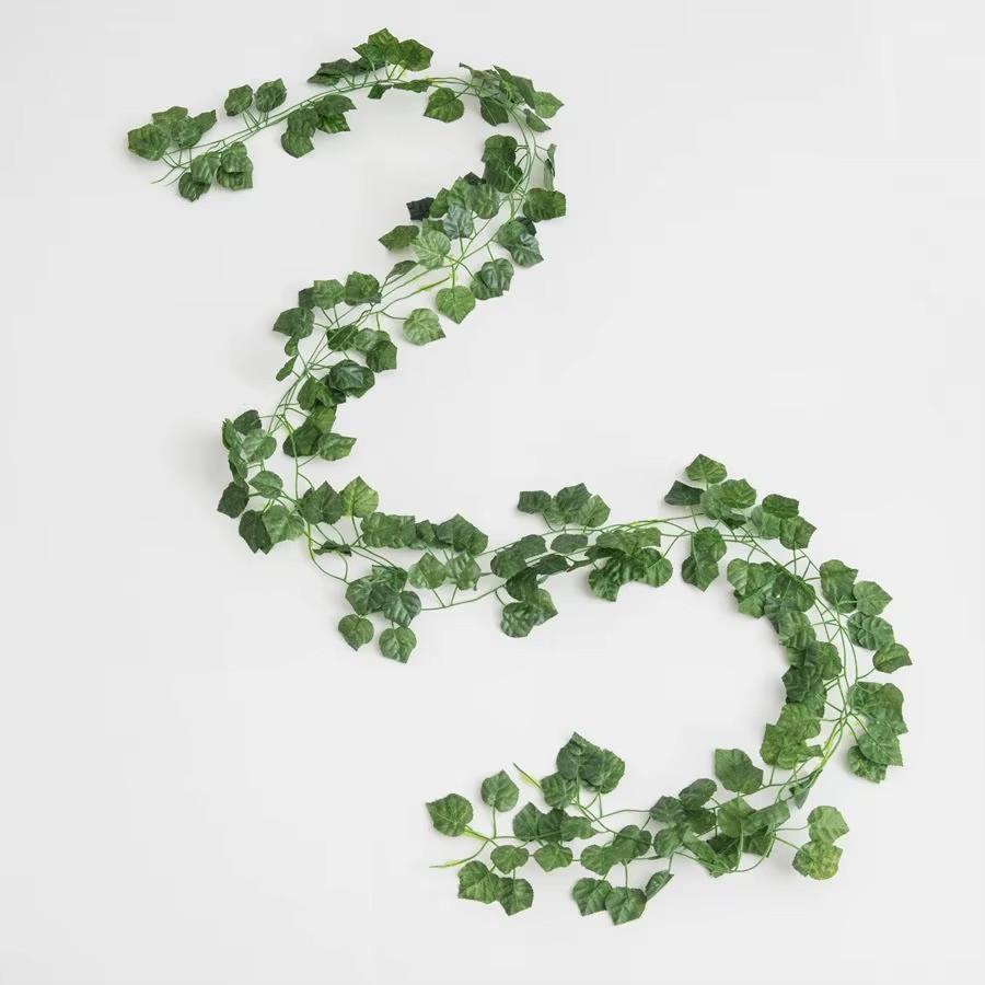 210Cm Artificial Hanging Christmas Garland Plants Vine Leaves Green Silk Outdoor