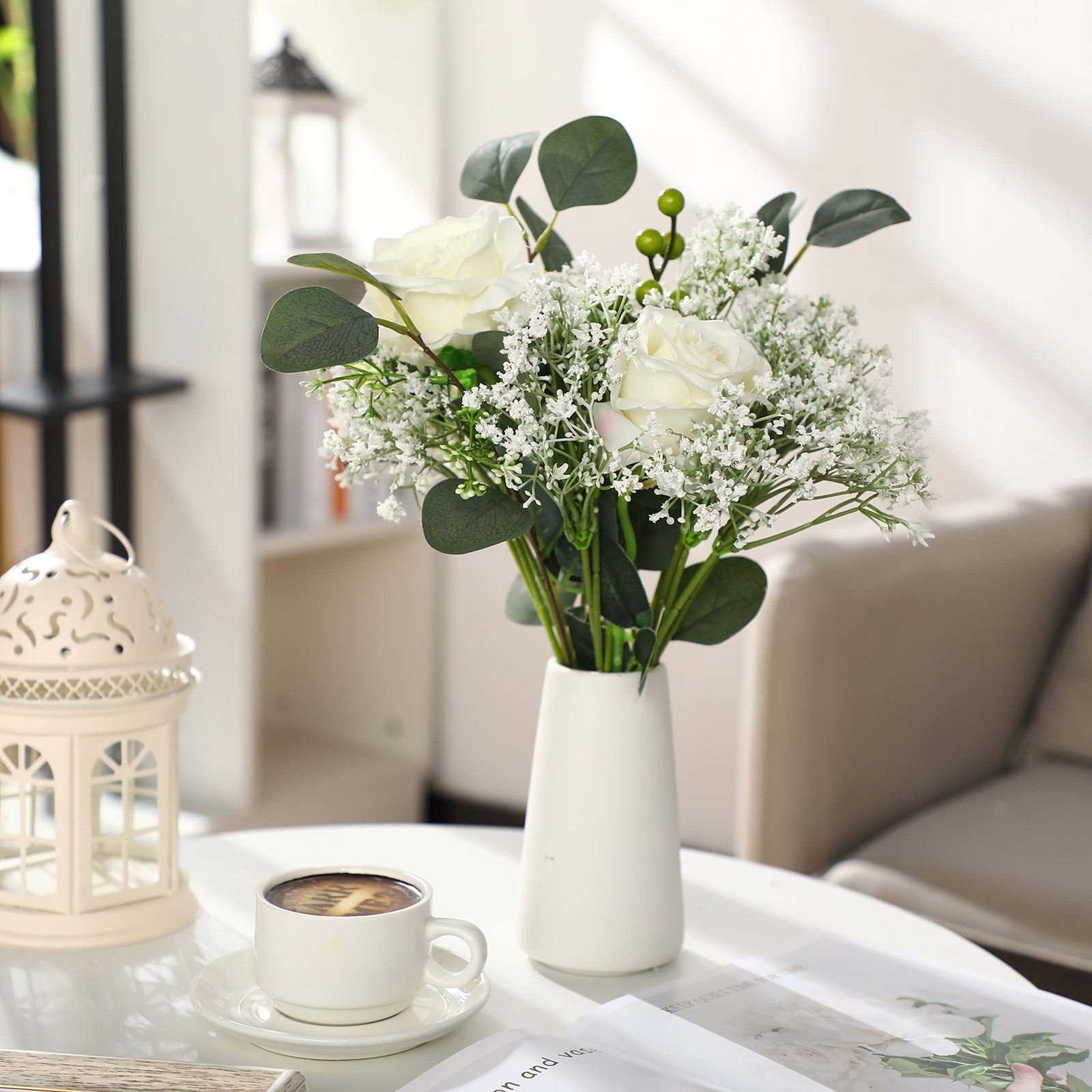 Artificial Babys Breath Flowers 64 PCS White Plastic Gypsophila Wedding Decor