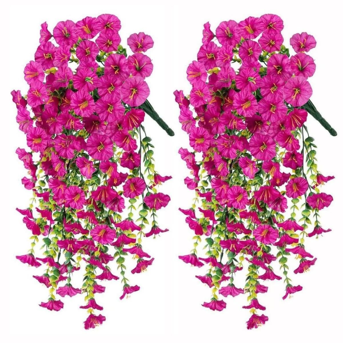 Artificial Morning Glory Flower Vines, 2Pcs 60Inch Hanging Plants Silk Garland