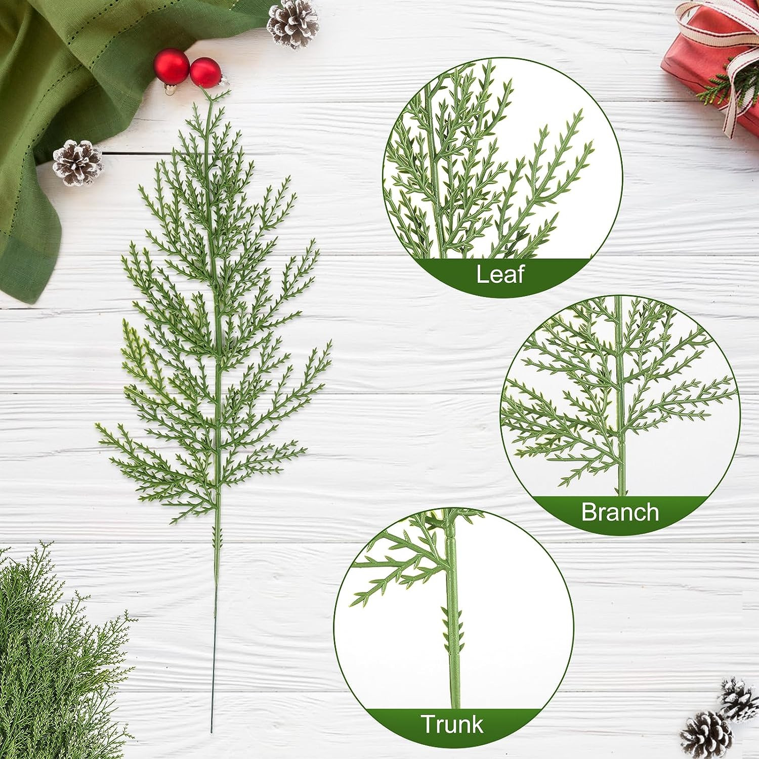40 Pcs Artificial Pine Sprigs Greenery Stems for DIY Christmas Holiday Decor
