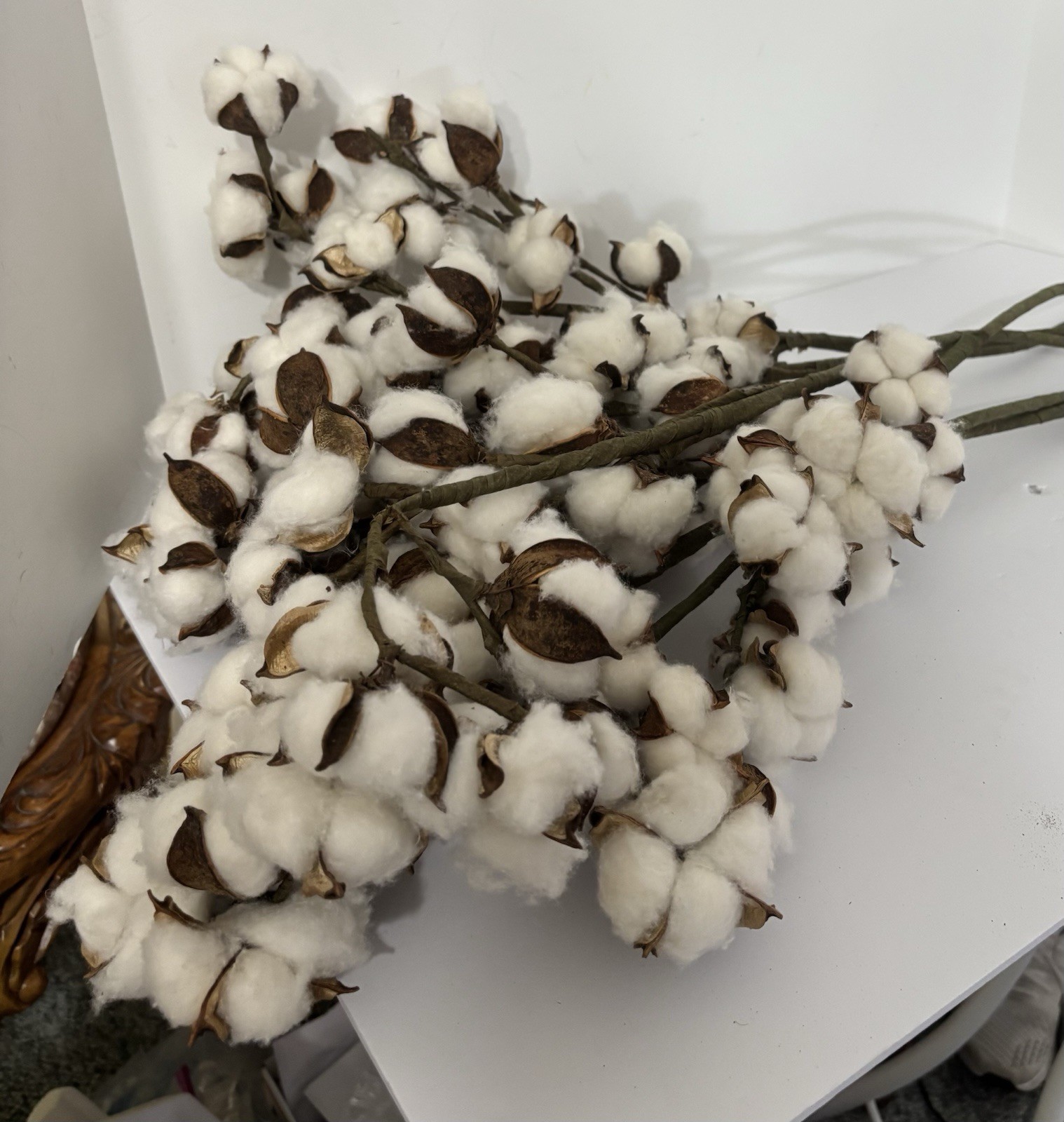 6 STEMS ARTIFICIAL COTTON FLORAL ARRANGEMENT DESIGN FLOWERS CRAFT SUPPLIES