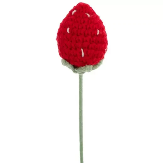16 Inch Cottogecore Style Red Crochet Strawberry Spring Floral Pick Crafting