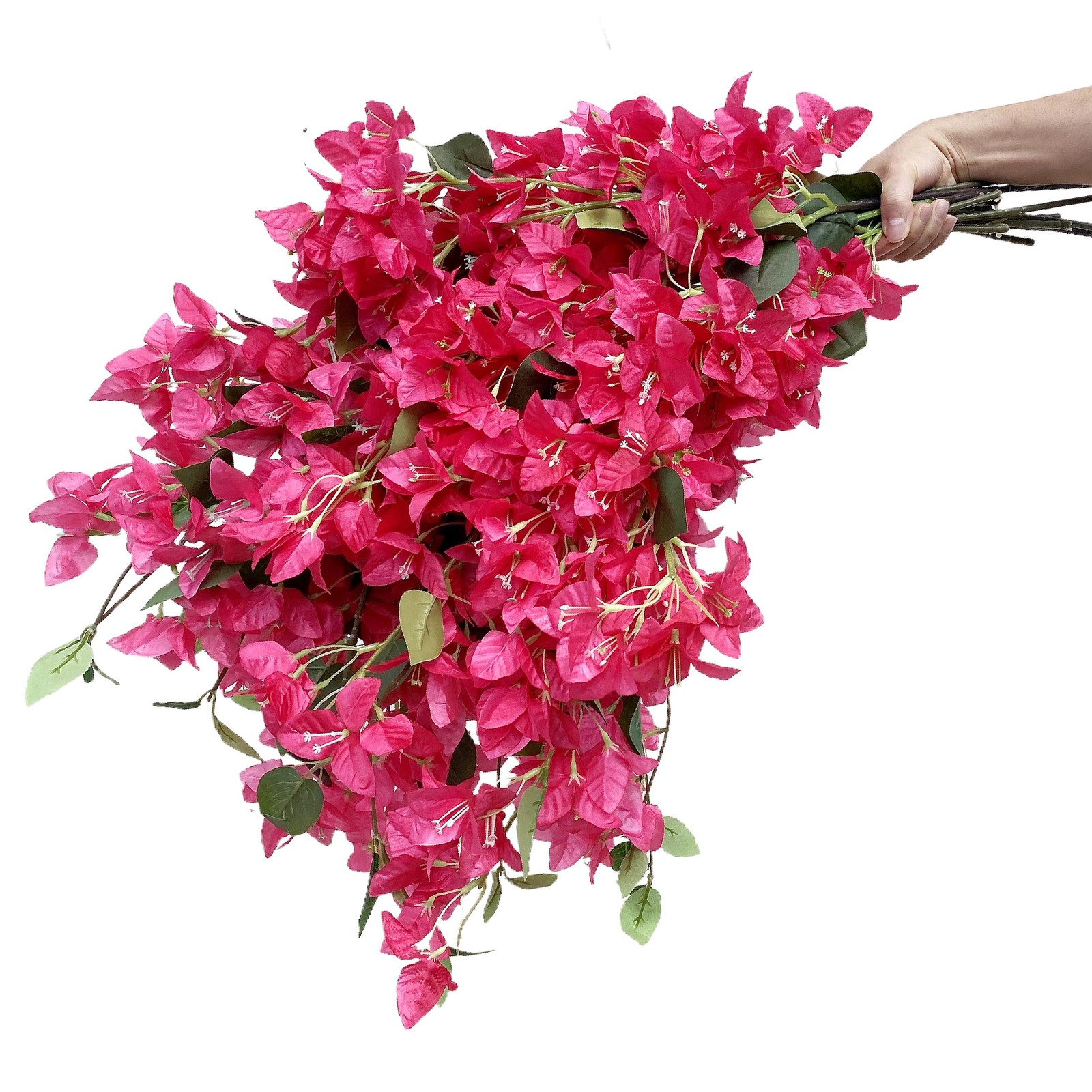 Pack of 20 – Artificial Bougainvillea Flowers Silk Floral Stems Hanging Bouga…