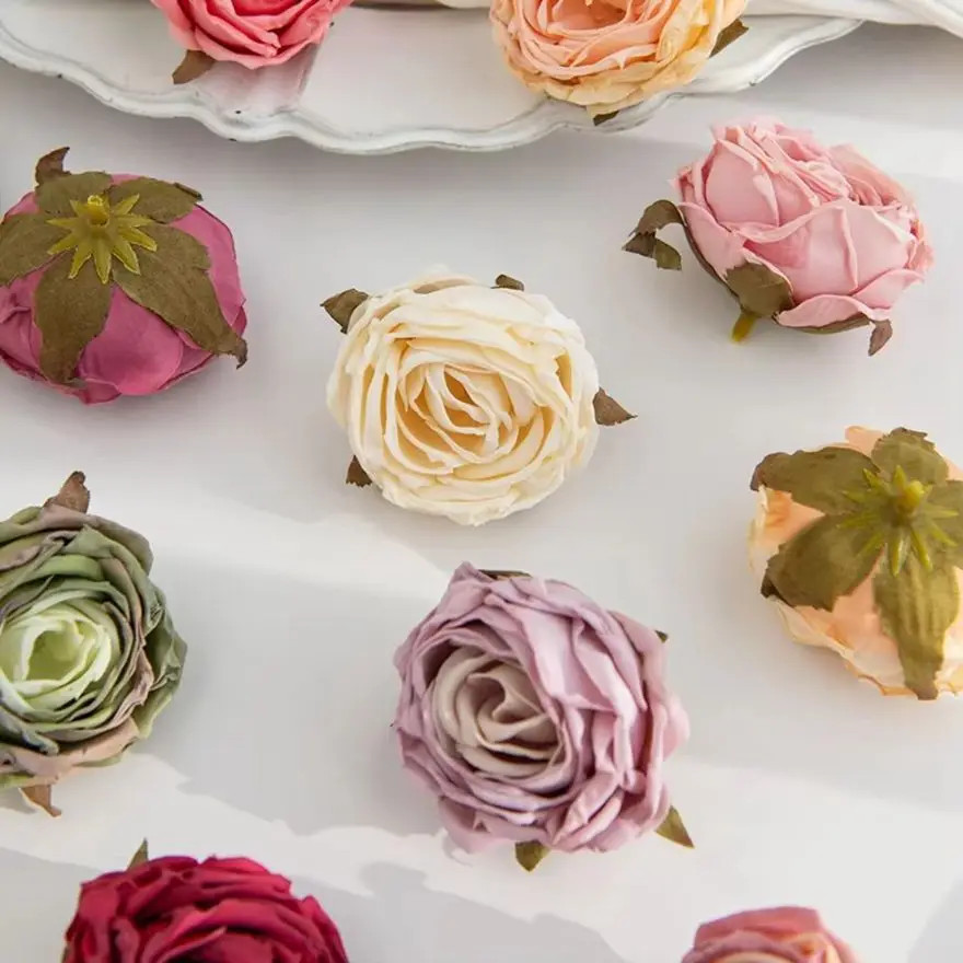 Artificial Burned Edge Rose Floral Bouquet For Wedding Home Garden Party Wreath