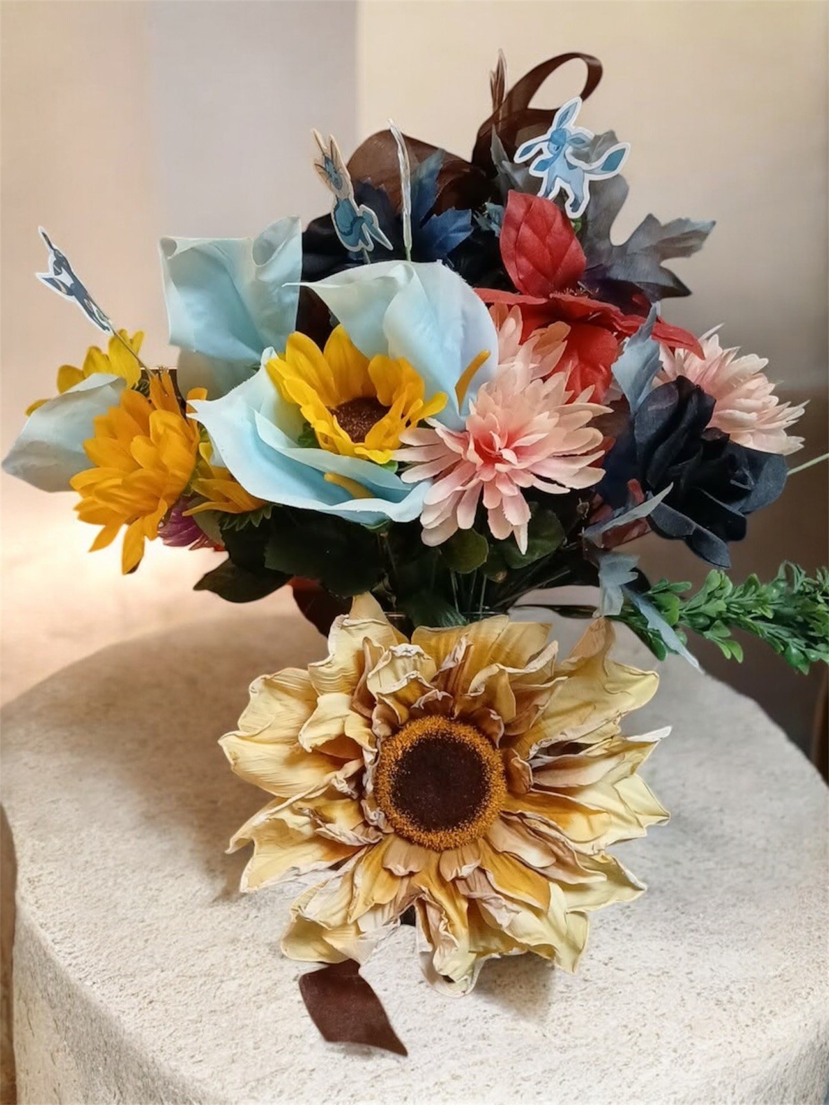 Custom Order Artificial Flower Arrangement In Glass Vase