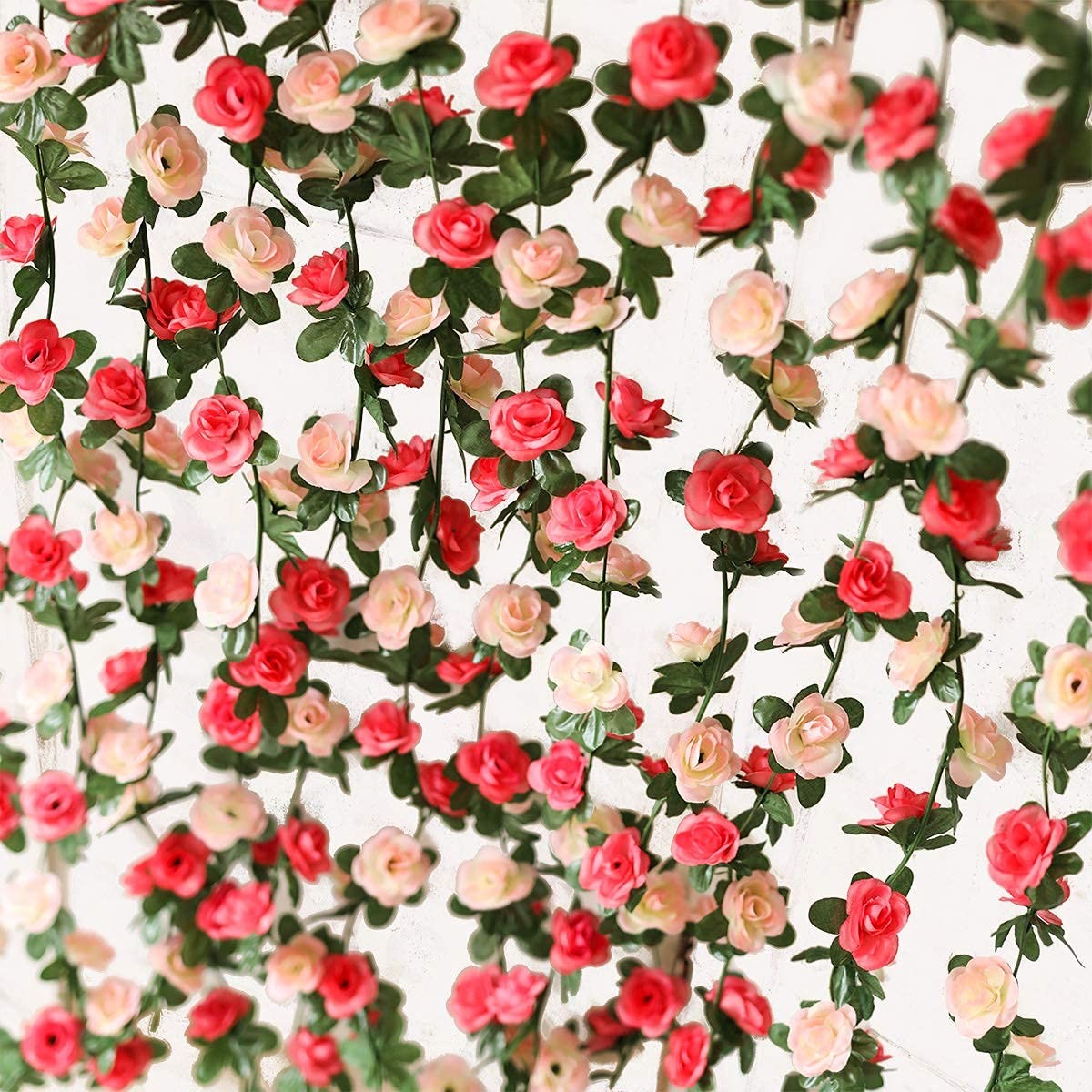 5pcs 41Ft Flower Garland Fake Rose Vine Artificial Flowers Hanging Rose Ivy H…