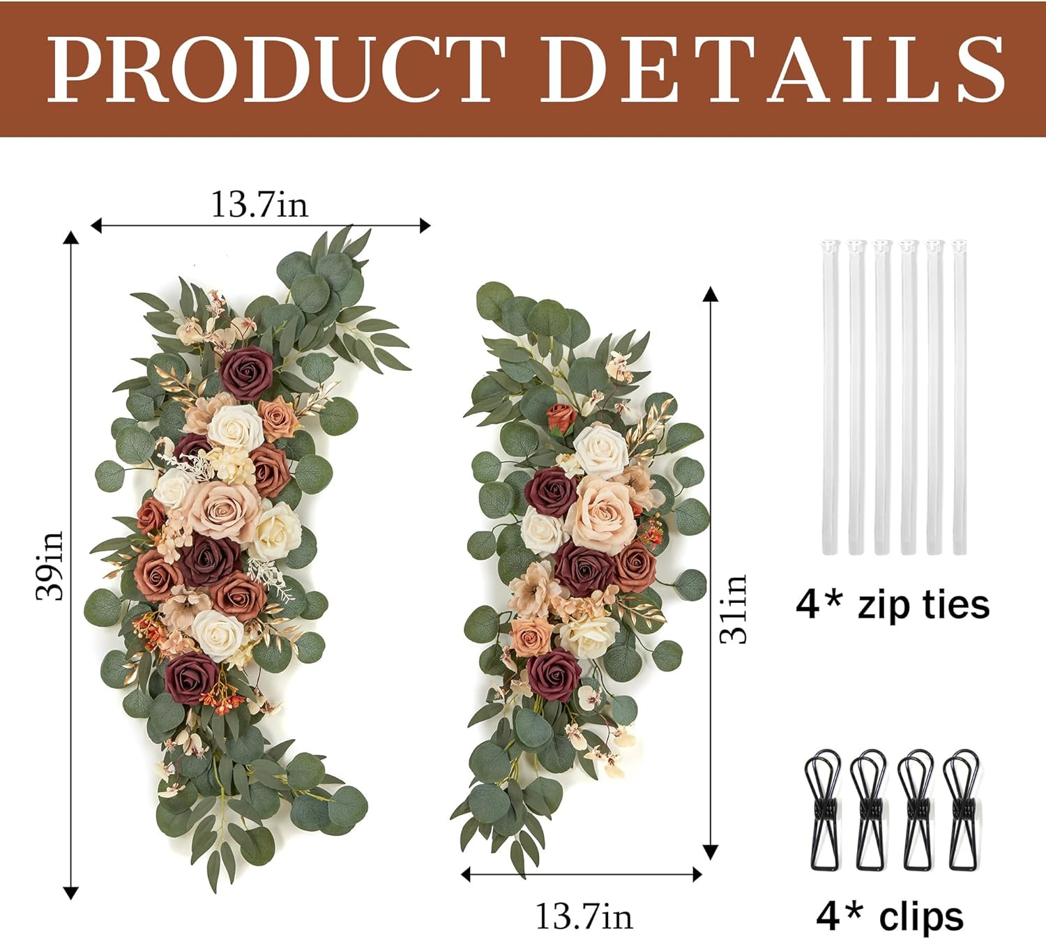 Terracotta & Champagne Floral Swag Set for Wedding Arch & Reception Decor