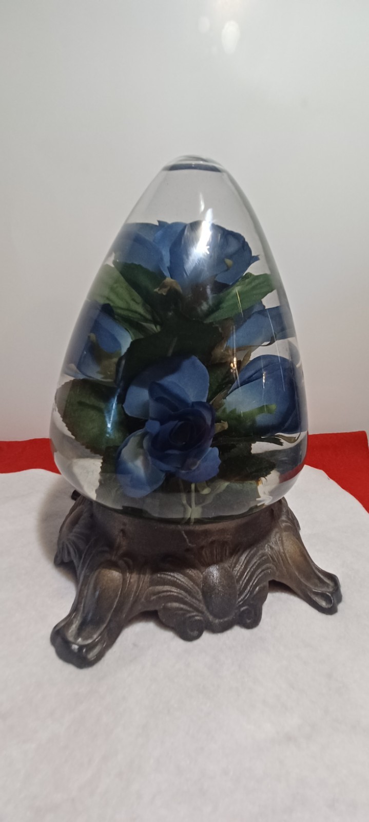 Vintage Egg Shaped Blue Rose Dome in Liquid Approx. 9″ Tall & 18″ circ. @ Base