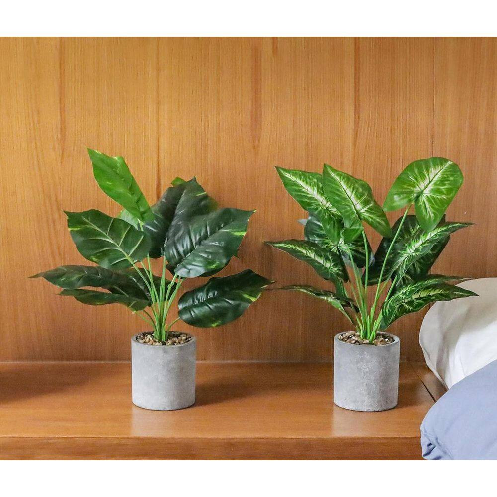 11 In. Artificial Greenery Leaf Tropical Fake Plants(2-Pack)