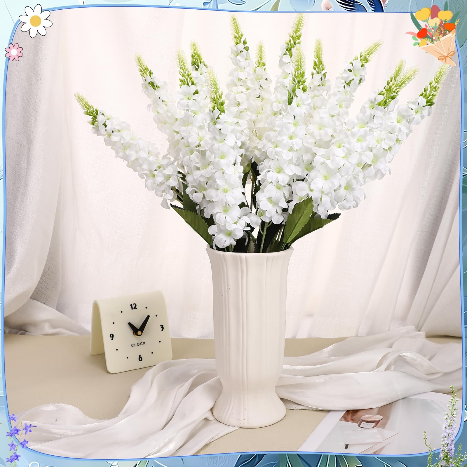 15 Pcs Delphinium Artificial Flowers for Decoration, 27.5 Inch Long Stem Lark…