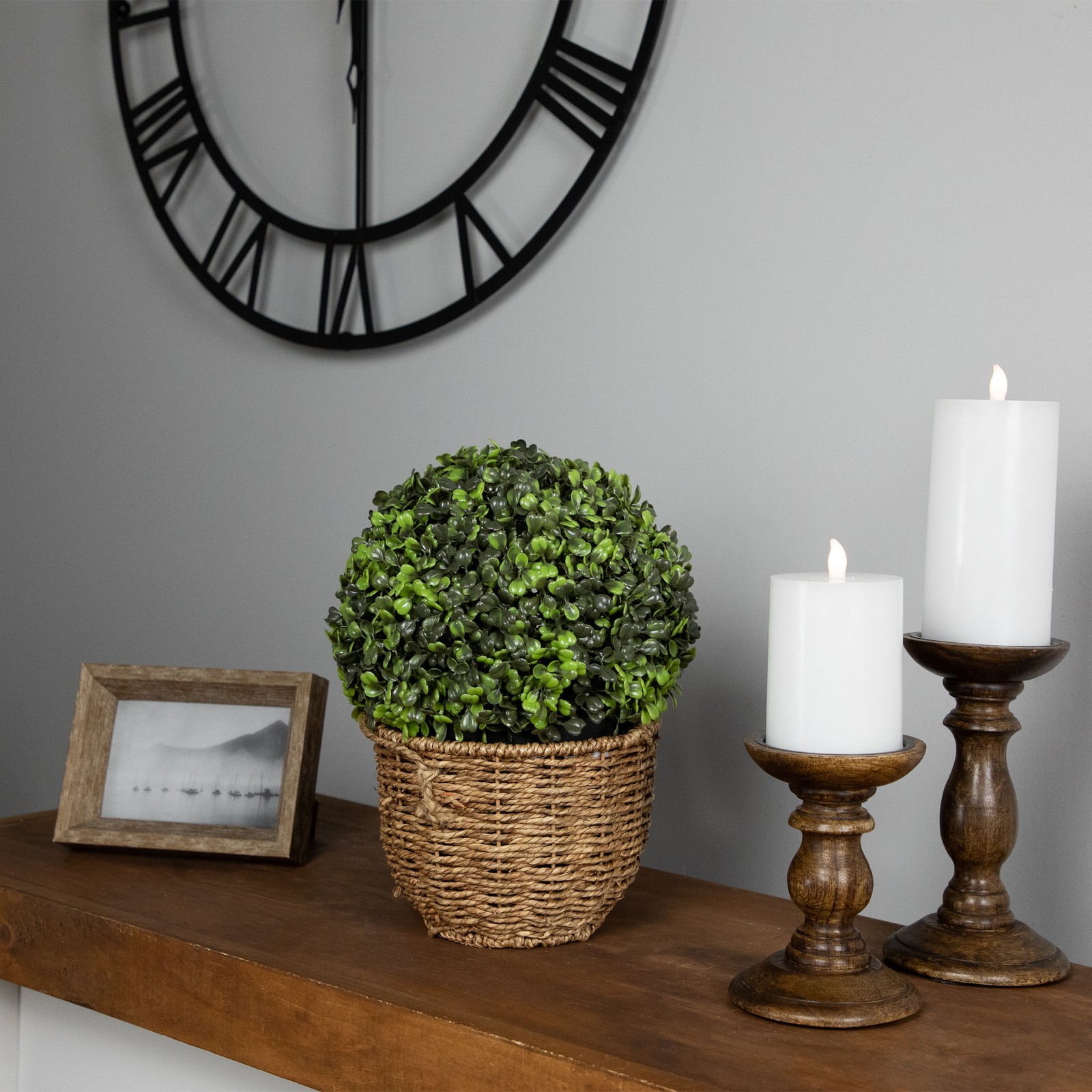 Northlight 10.5IN Potted Artificial 2Tone Green Boxwood Spring Garden Decor