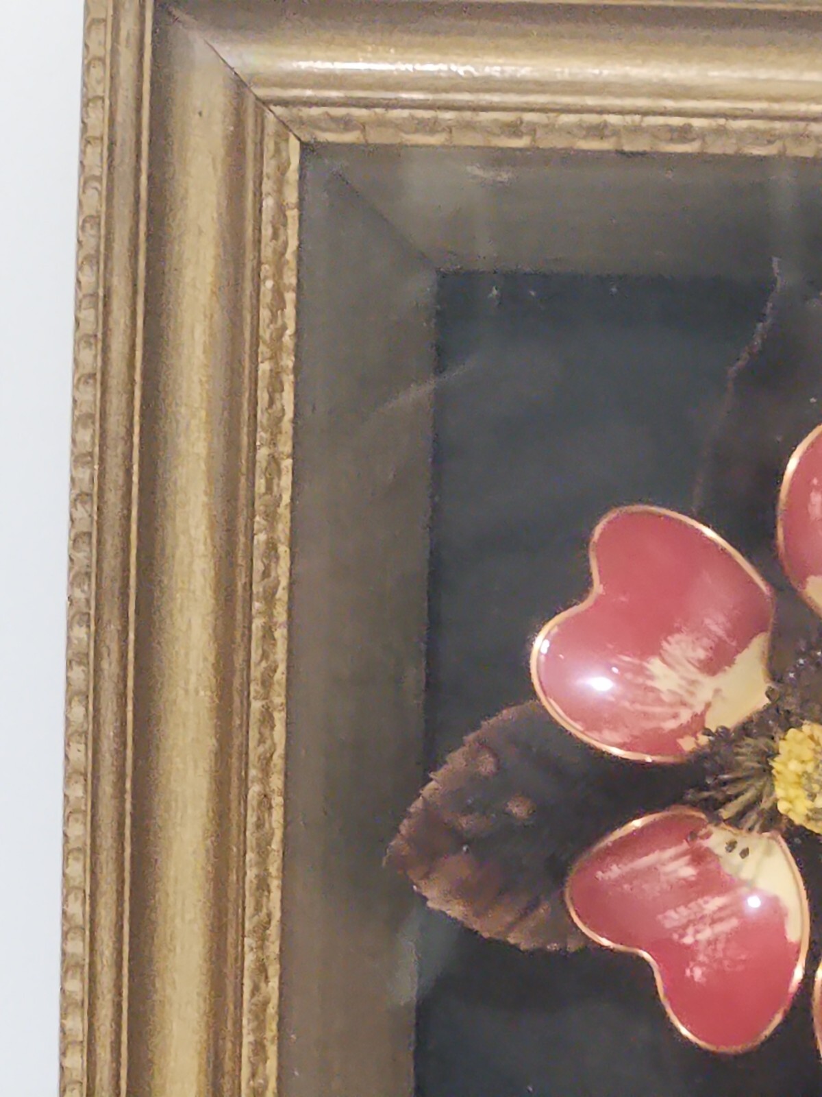 Enamel Flower Floral Shadow Box Wall Art 11 1/4″ T