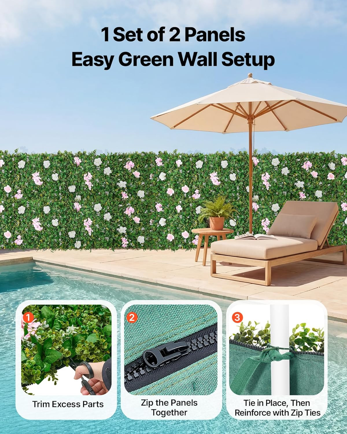 Gorgeous 3D Silk Flower Wall Backdrop Panels – 2 PCS, 2×8 Ft for Events