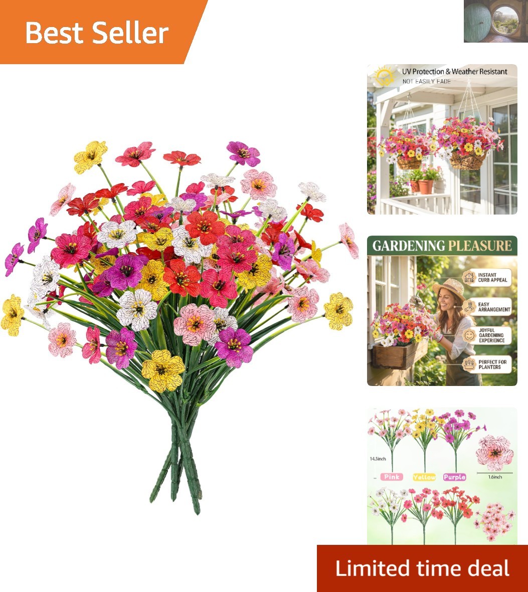 Vibrant 6-Pack UV Resistant Artificial Flowers for Indoor & Outdoor Use