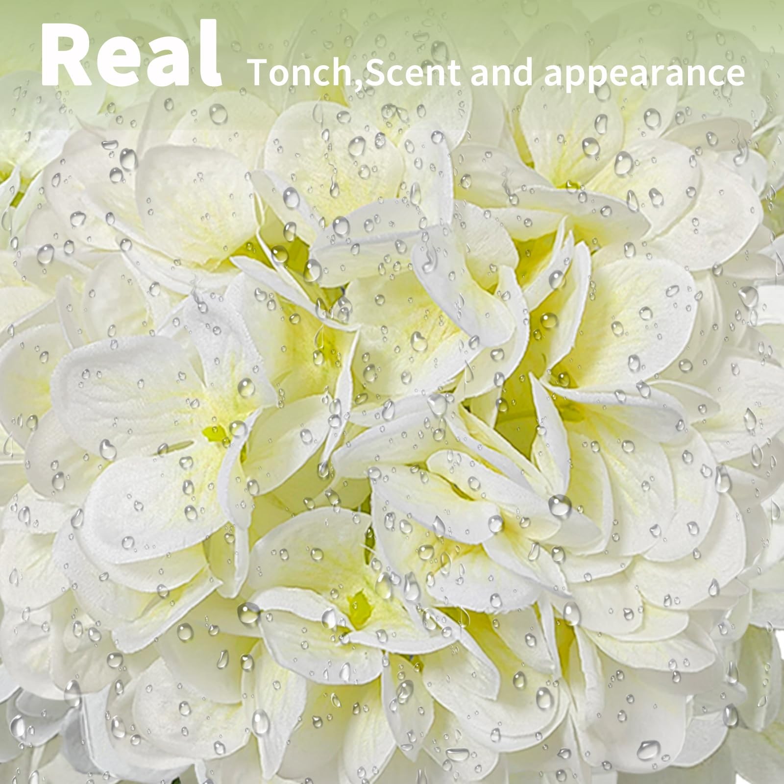 4 Pcs Artificial Hydrangea Flowers, Real Touch Silk Hydrangeas with Stems, Fa…