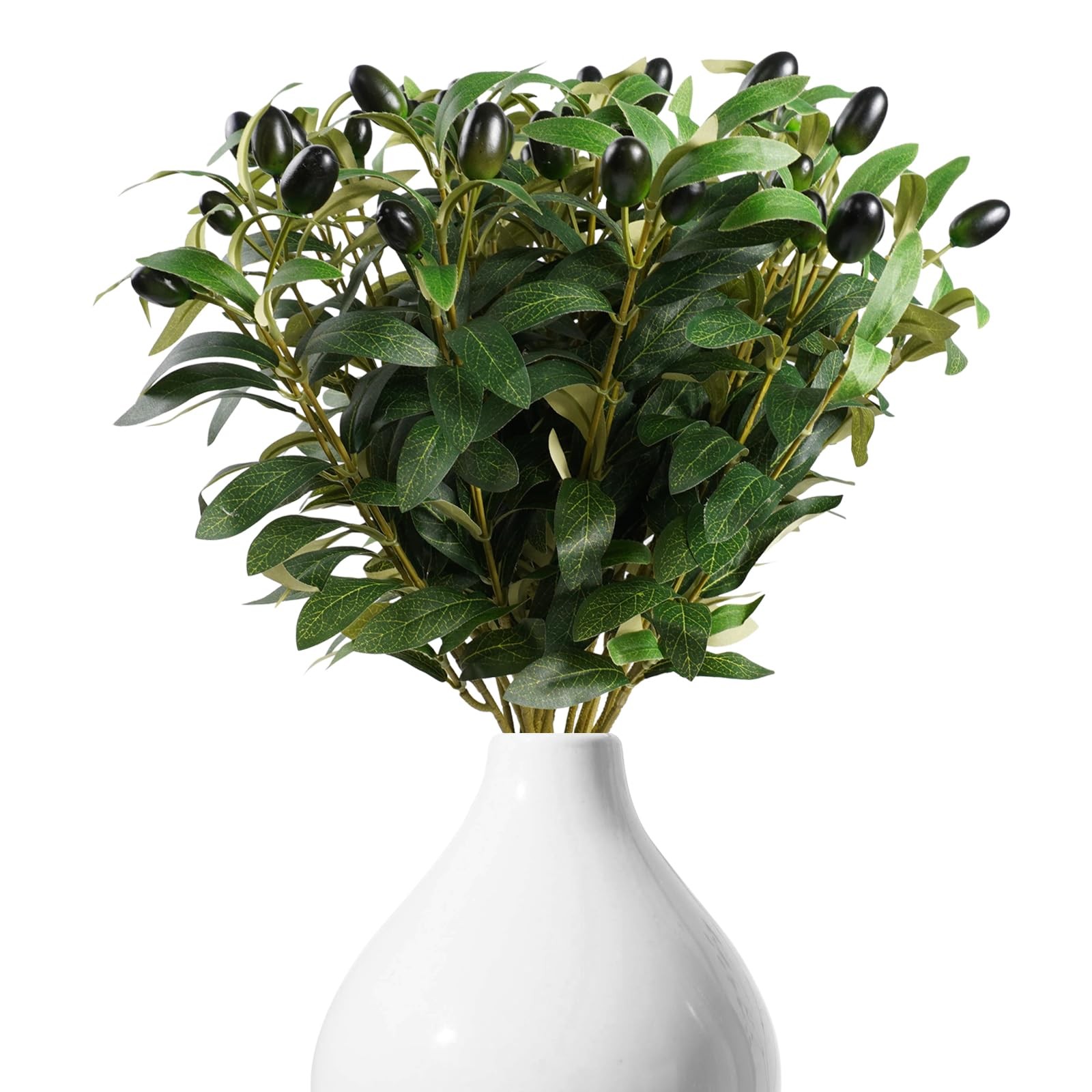 6Pcs Artificial Olive Tree Branches with Lifelike Olives, Faux Olive Leaves S…