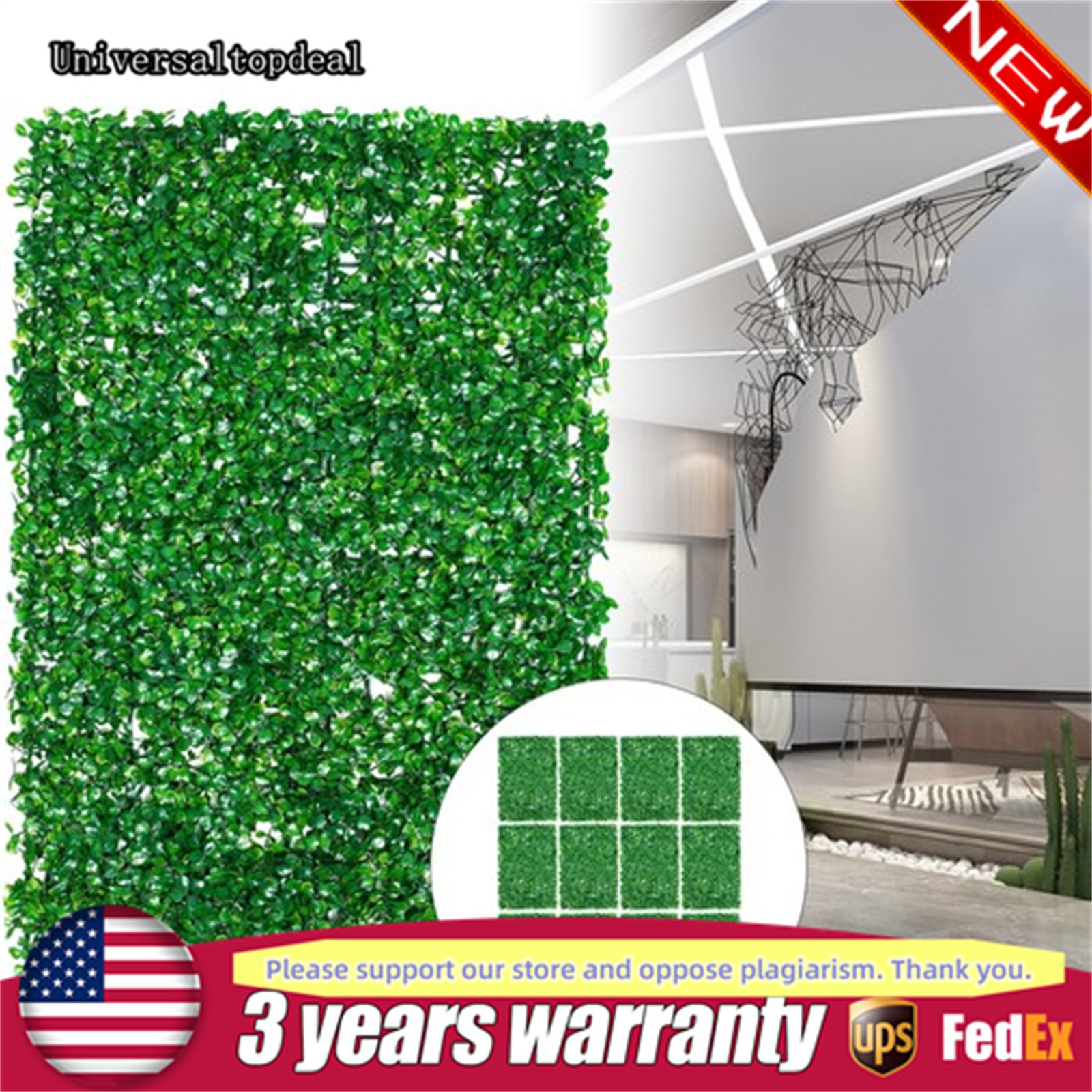 12Pack Artificial Plant Wall Fence Greenery Panel Decor Foliage Hedge Backdrop