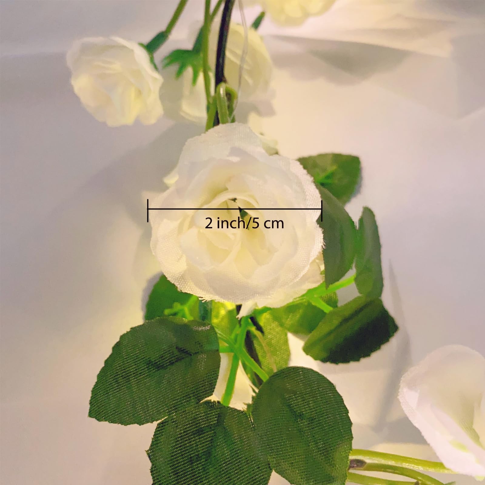 20 LED Rose Flower String Lights with Timer, 6FT Artificial Flower Garland wi…