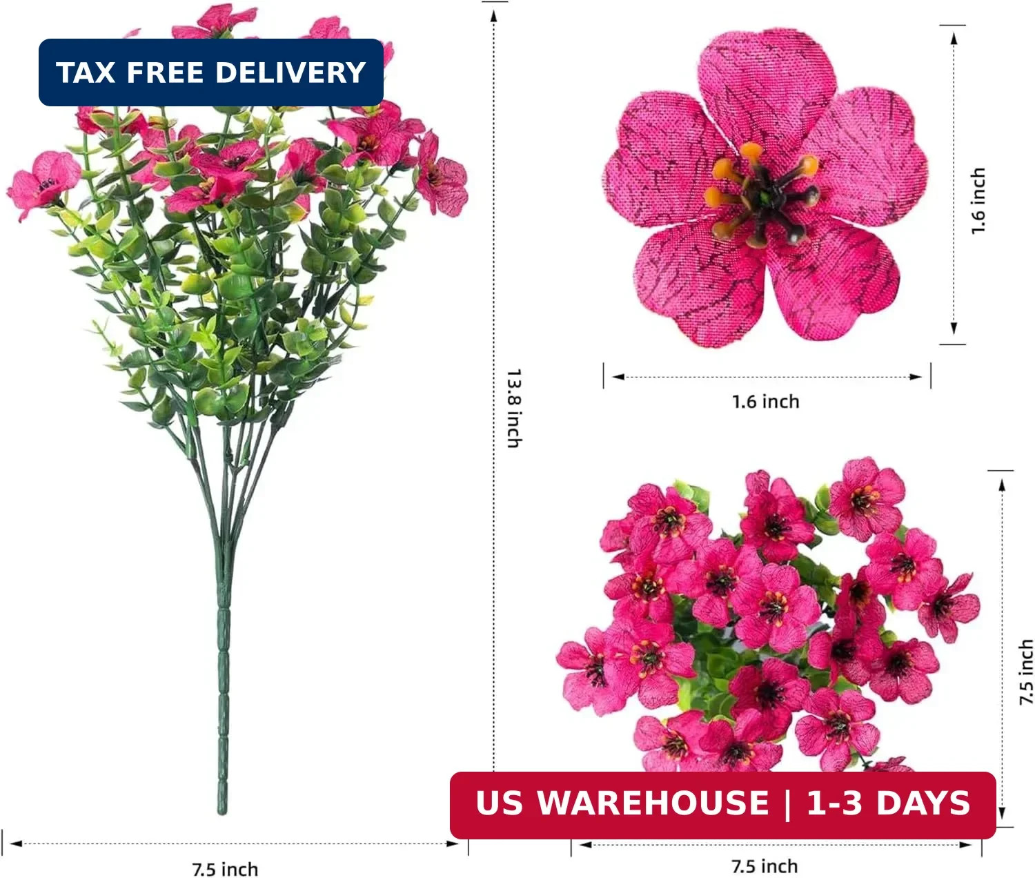 HyeFlora Artificial Flowers for Outdoor Indoor Garden Home Decoration, Faux Flow