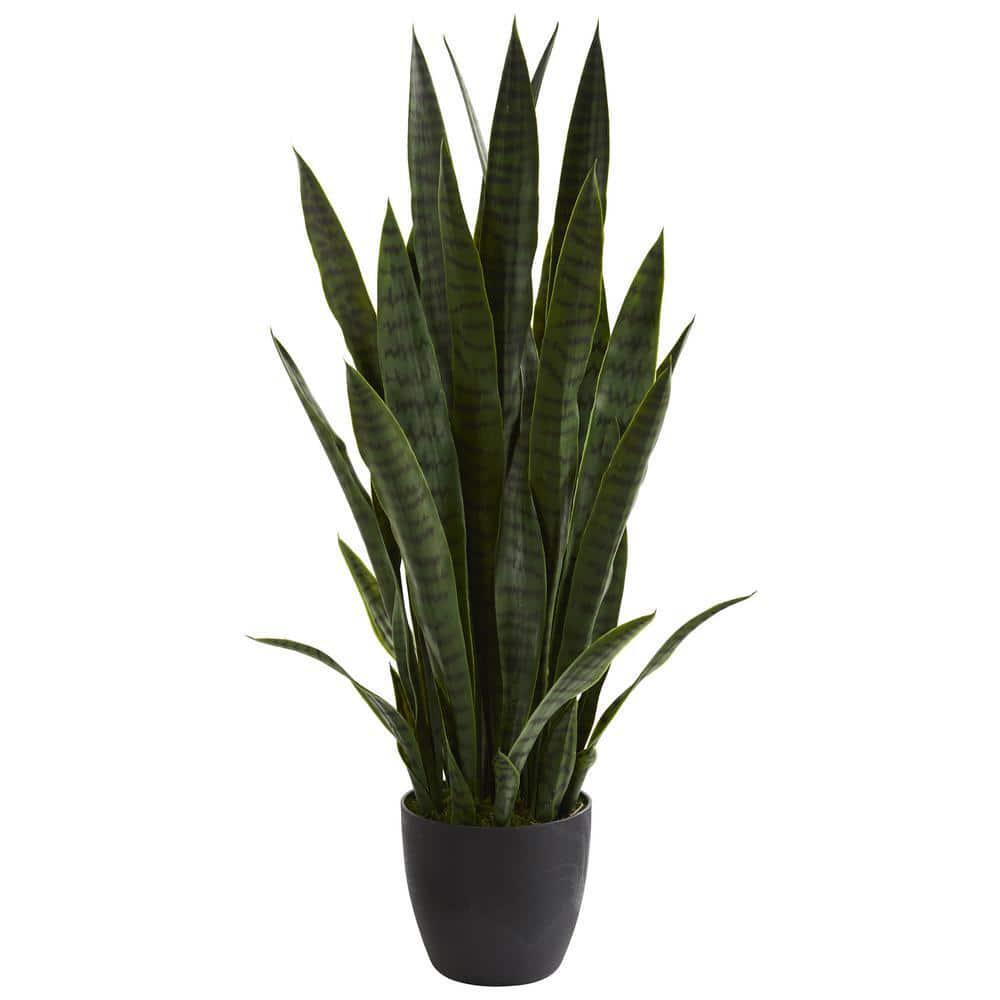 Nearly Natural Artificial Snake Plant 38″ Sansevieria Indoor Dark Green Stripes