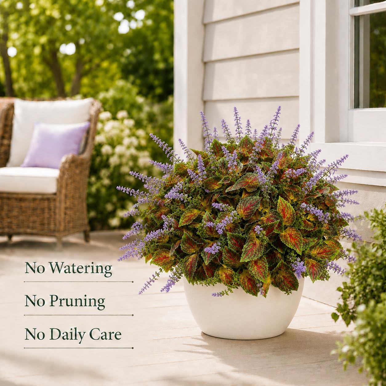 Artificial Coleus Flowers for Outdoor Planters, Realistic Faux Coleus Plant with