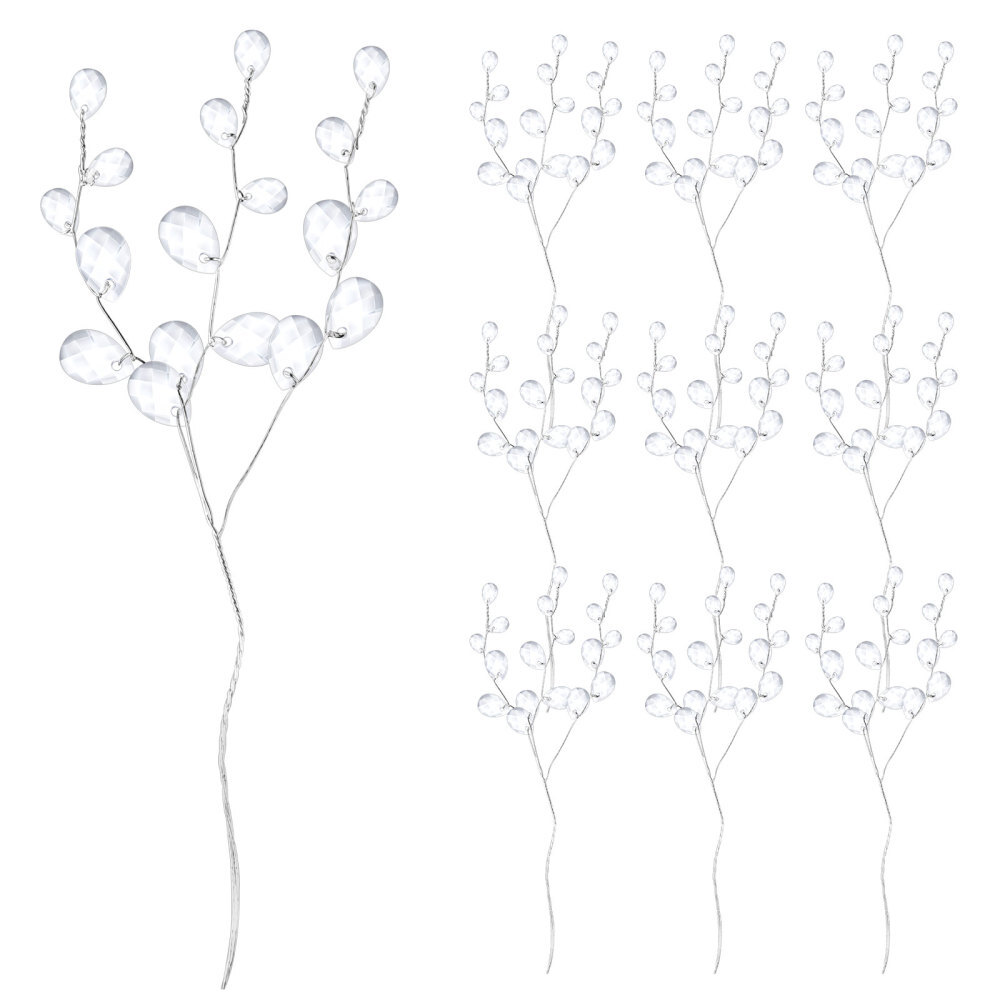 50PCS White Artificial Crystal Flower Bouquets for Christmas Tree Decoration