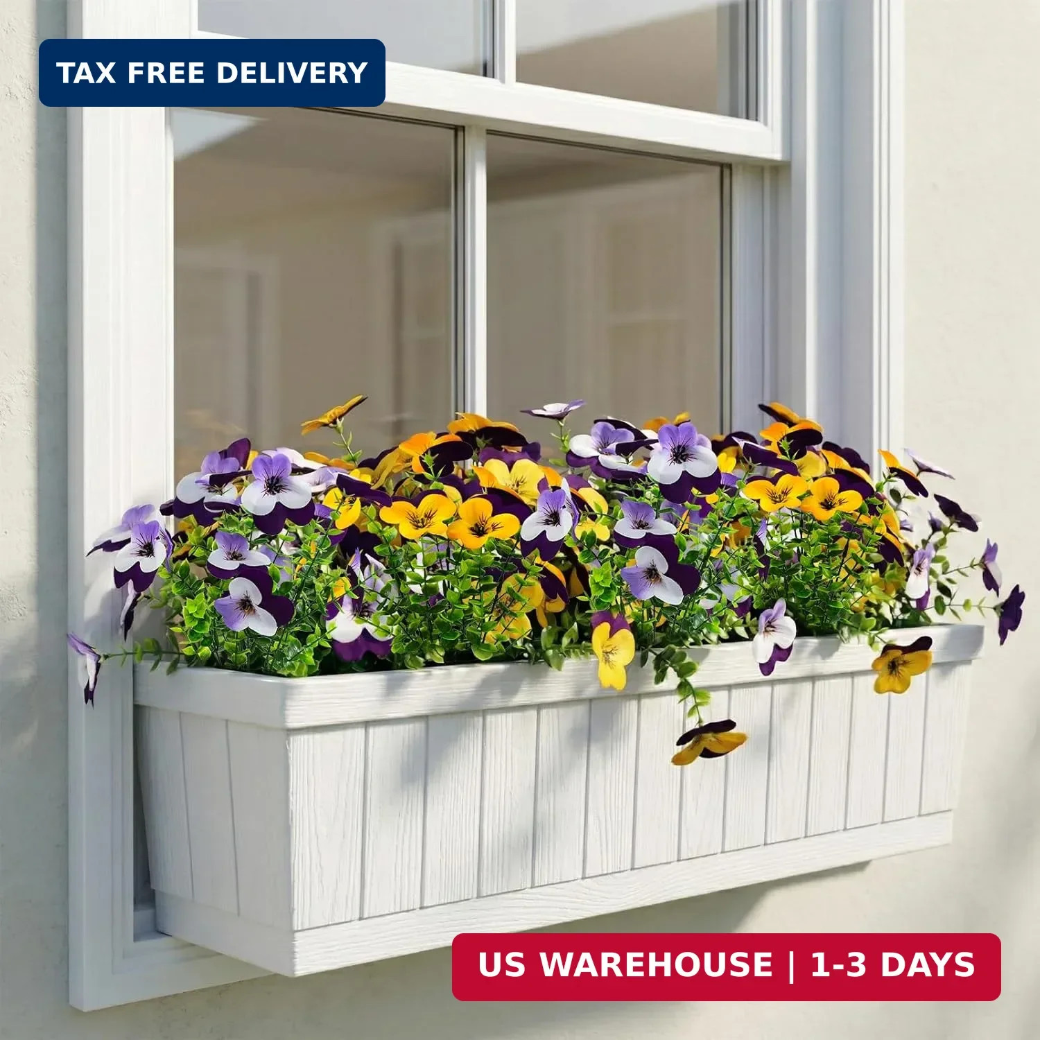16 Pcs Artificial Pansy Flowers for Outdoor Faux Silk Spring Flowers for Outside