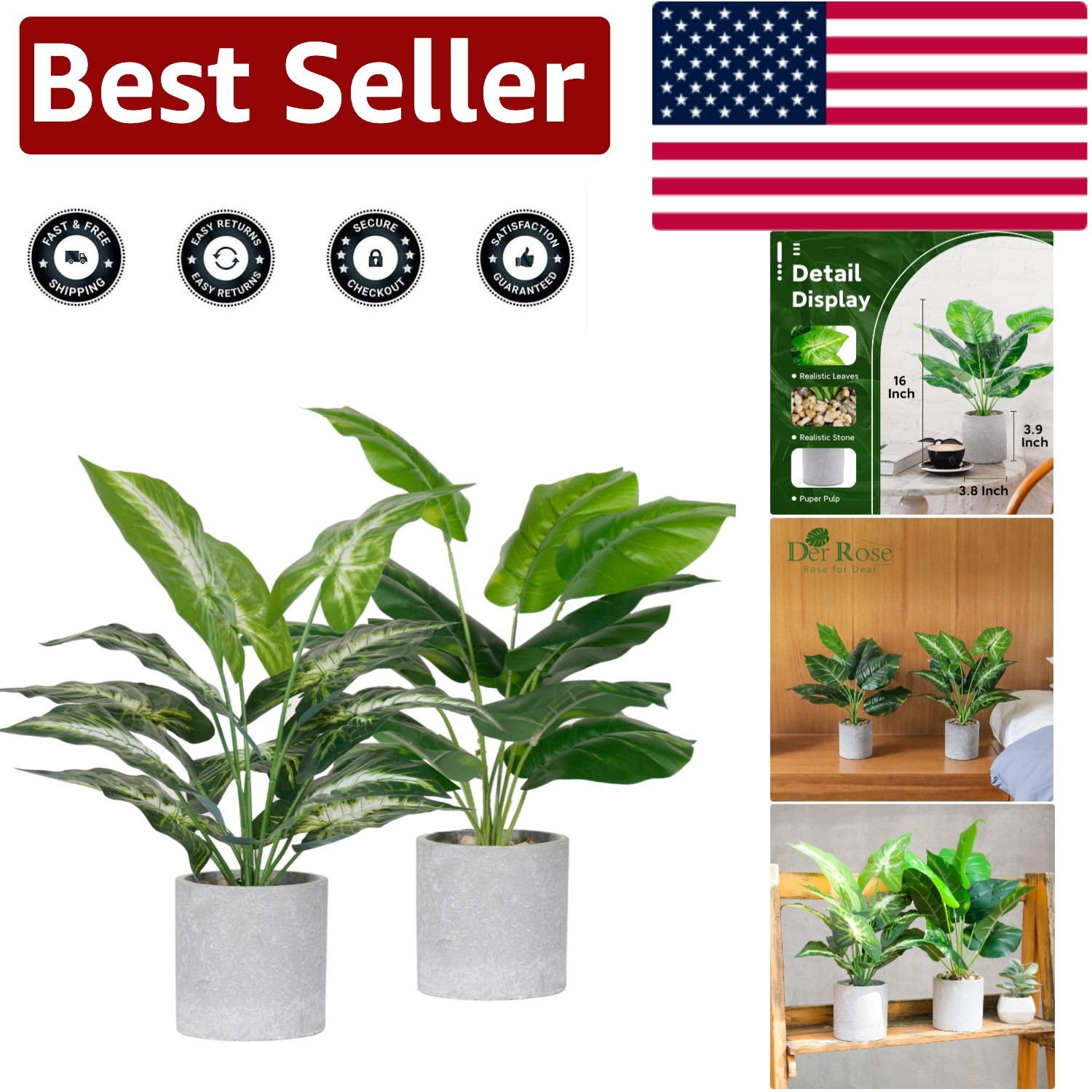 Elegant 2 Pack of Faux Tropical Plants – Perfect for Home or Office Styling