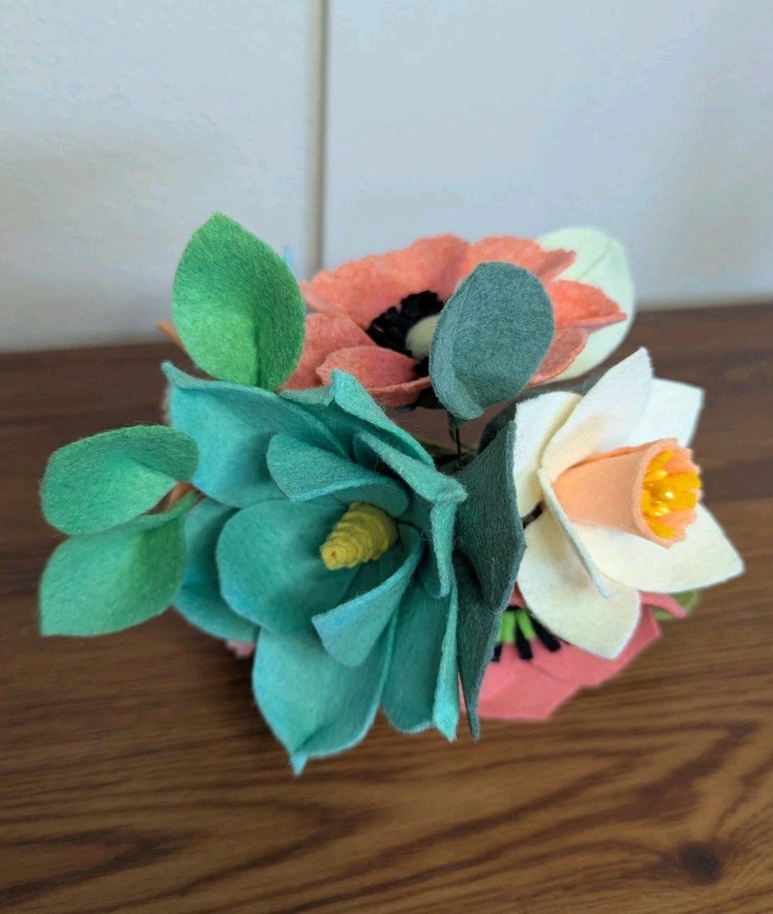 Beautiful Hand Cut Wool Blend Felt Flower Bouquet Gift Wrapped/Great Gift Idea!