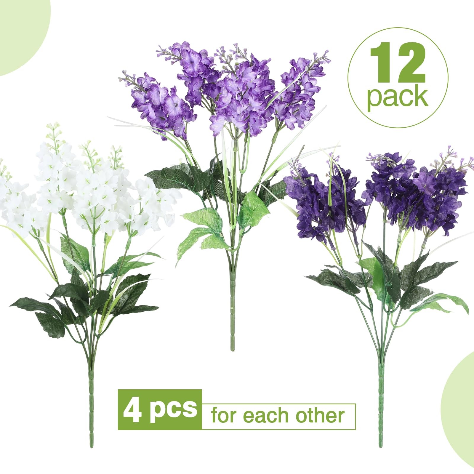12 Pcs Artificial Flowers Outdoor, 14” Fake Silk Hyacinth Flowers UV Resista…