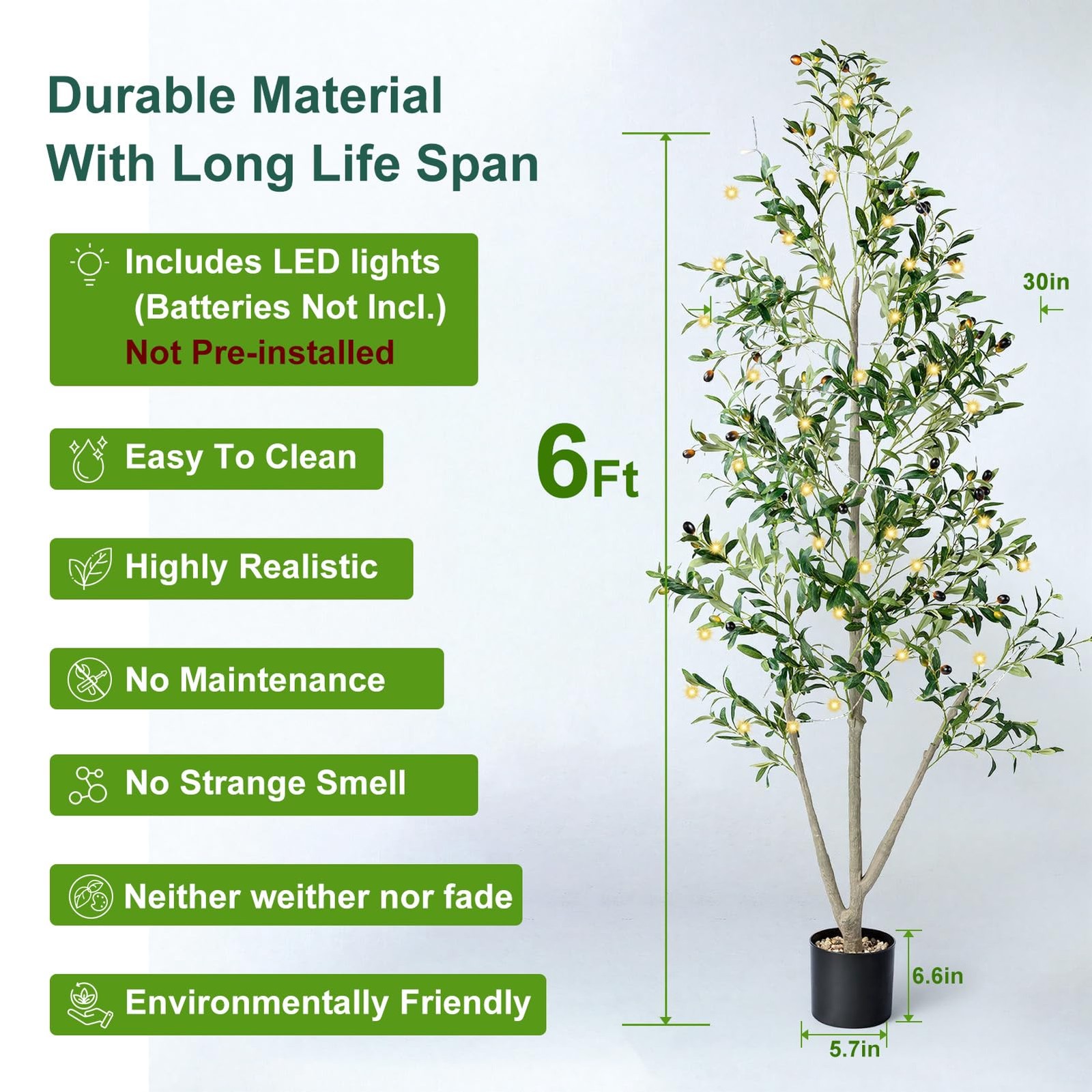 Olive Trees Artificial Indoor, 6FT Tall Faux Olive Tree with Moss and Planter…