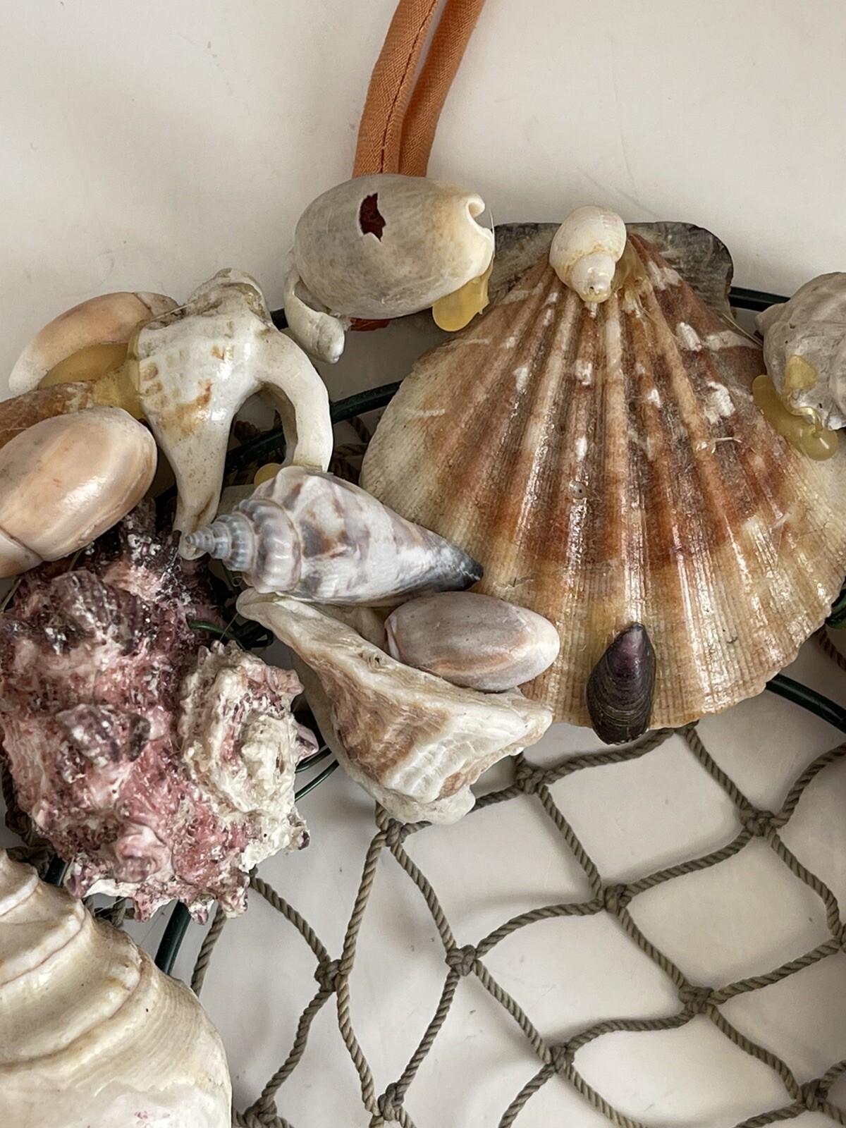 Vintage Sea Shell Wreath Coastal Home Decor Hand Crafted Real Shells Abalone 8”