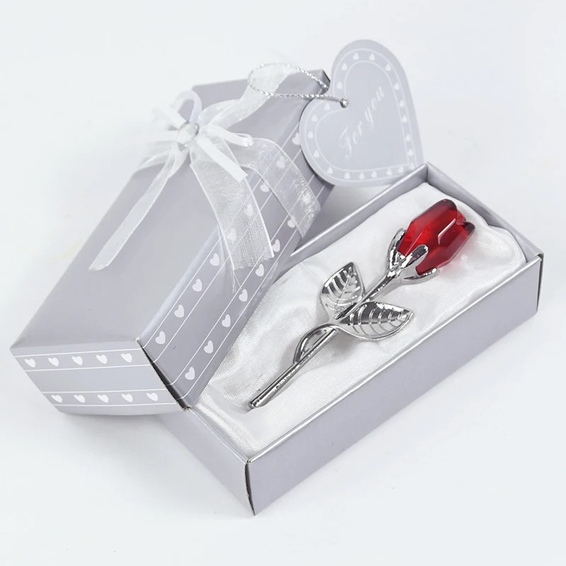 Eternal Red Rose Glass Flower, Silver Stem w/ Box -Anniversary, Valentine’s Gift