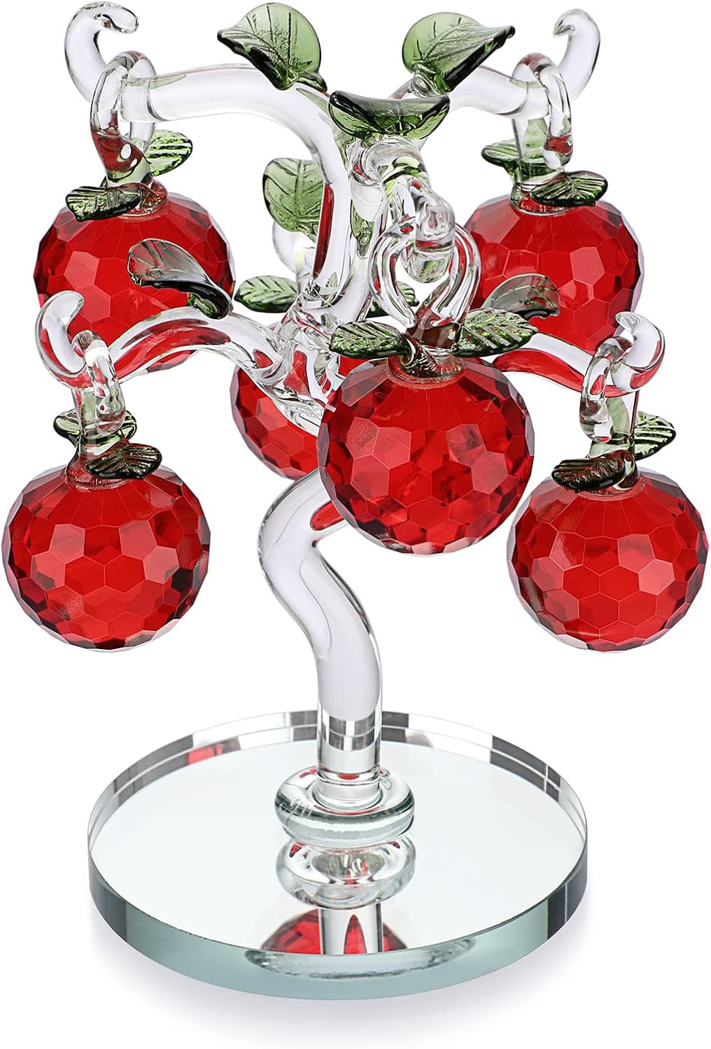 Crystal Red Apple Tree Ornament Decorative Artificial Apple Tree Figurine Collec