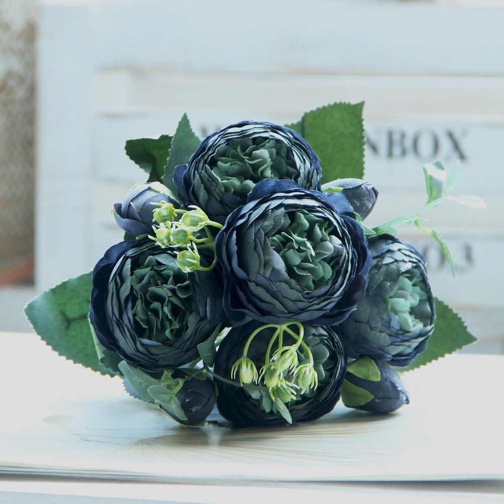 5 Head Peony Rose Bouquet Artificial Flowers for Weddings and Home Decor