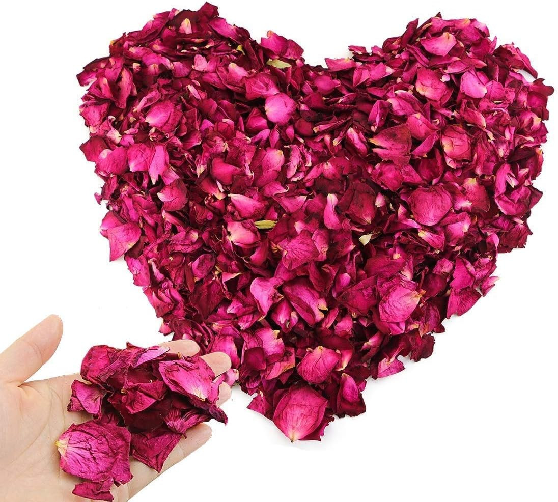150 Grams/ 5.3 OZ Natural Real Red Rose Flower Petals Dried Rose Petal for Weddi