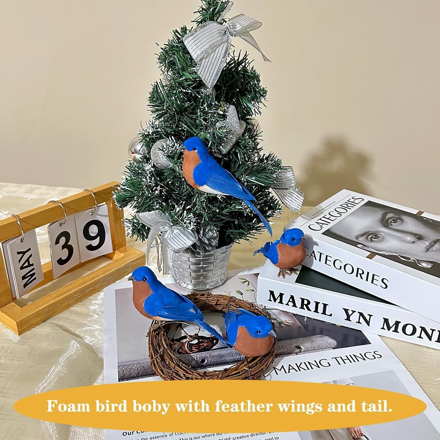 Bluebird Artificial Bird – Stunning Home Decor Accent for Round Beauty