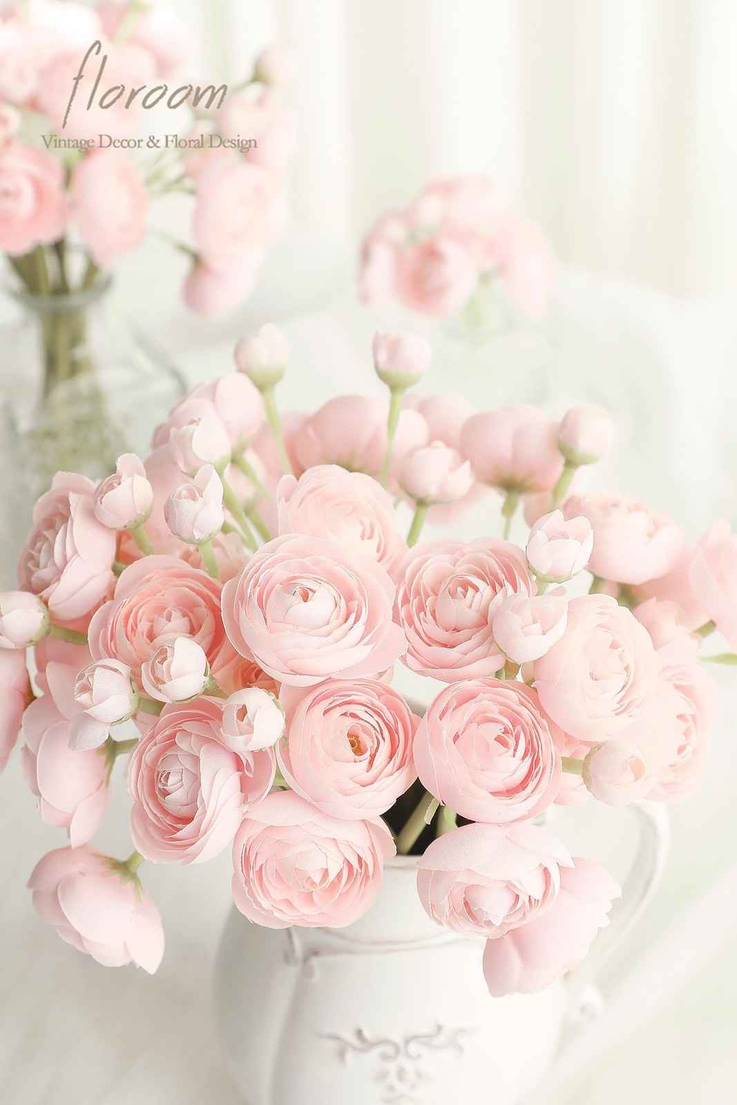 Artificial Ranunculus Flowers 18pcs Blush Pink Wedding DIY Bulk Silk Faux