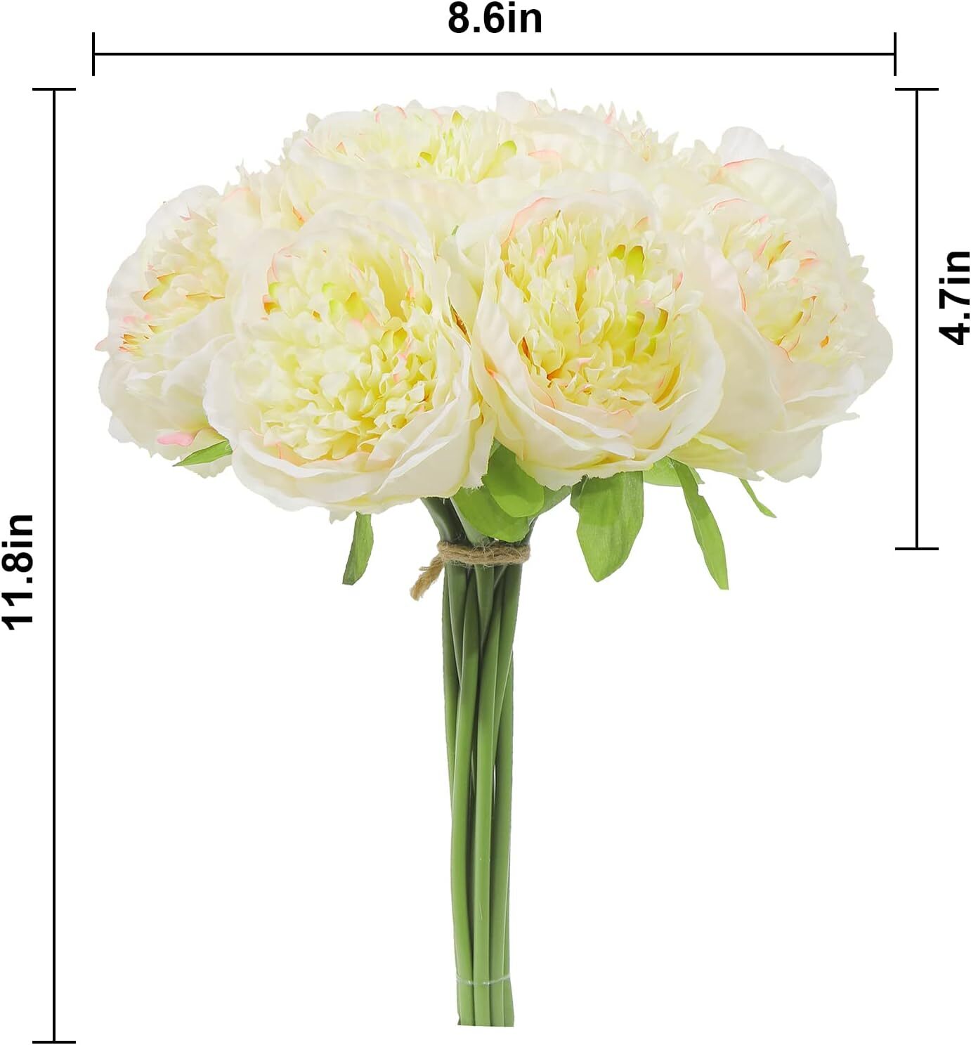2 bunches of 10 artificial peony silk flowers Party Decoration (milky white)