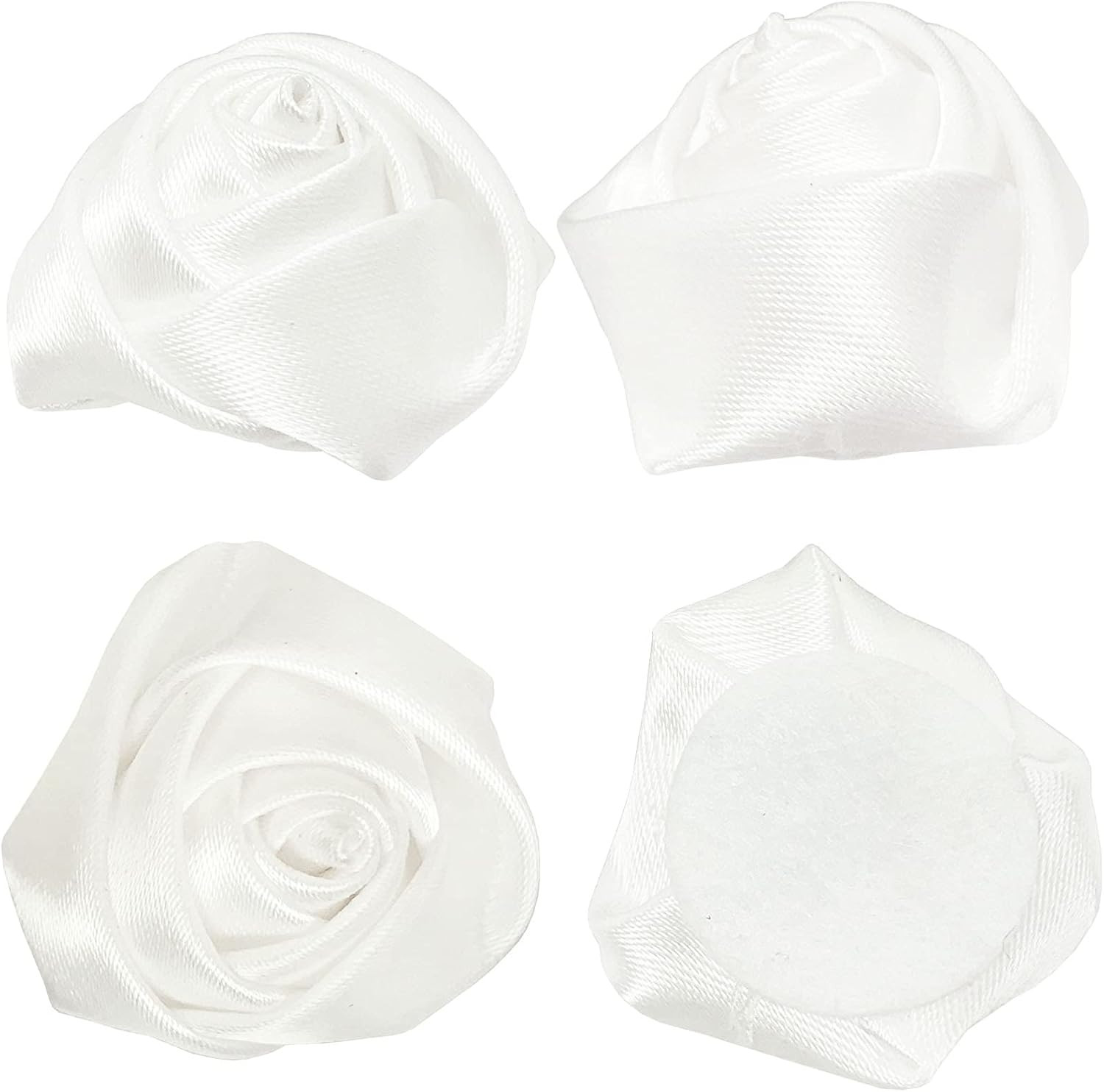 50Pcs Satin Ribbon Rose 4D Handmade Fabric Flowers 1.4″ for DIY Wedding Bouquet