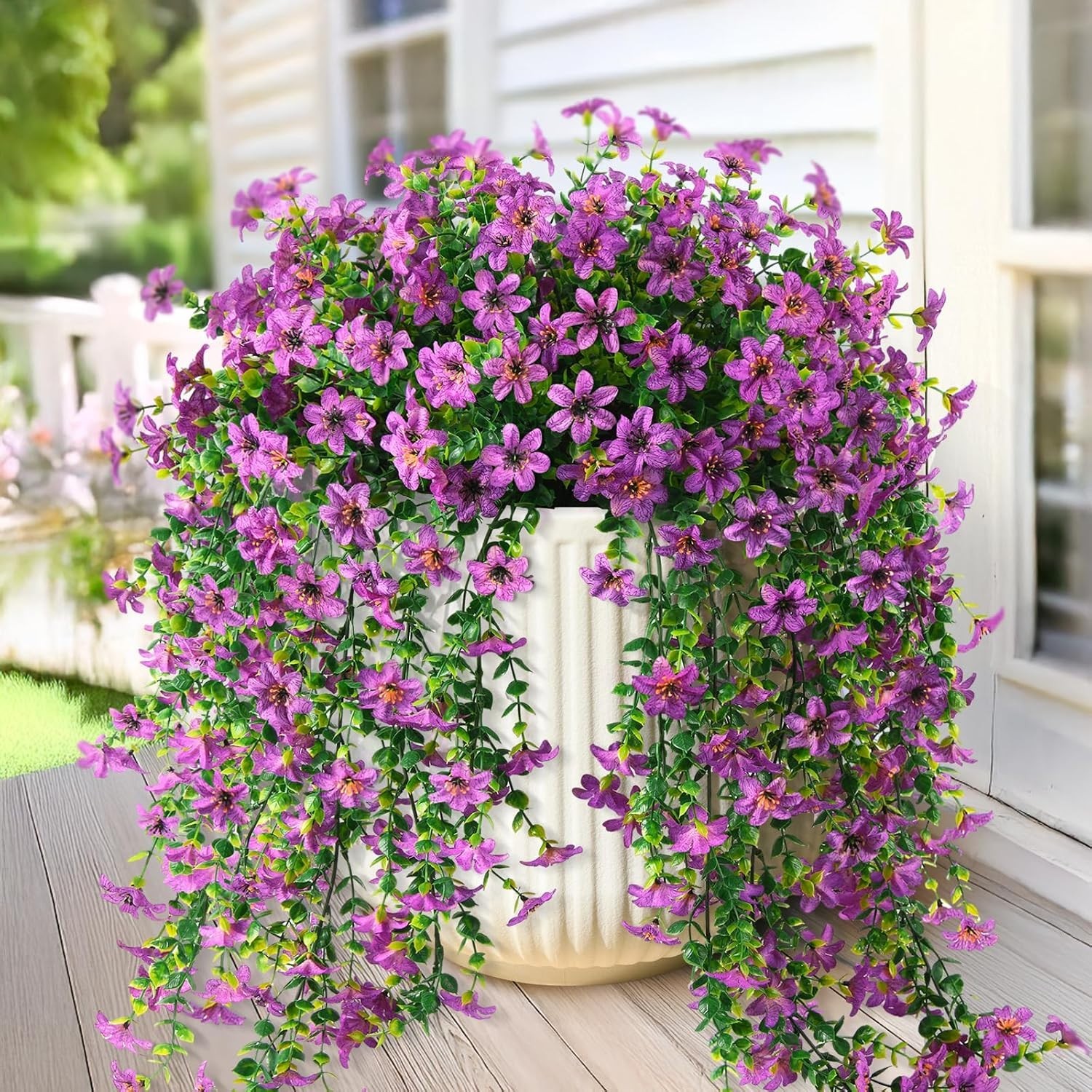 Artificial Fake Hanging Flowers Plants for Outdoor Spring Decoration,2 PCS Fa…
