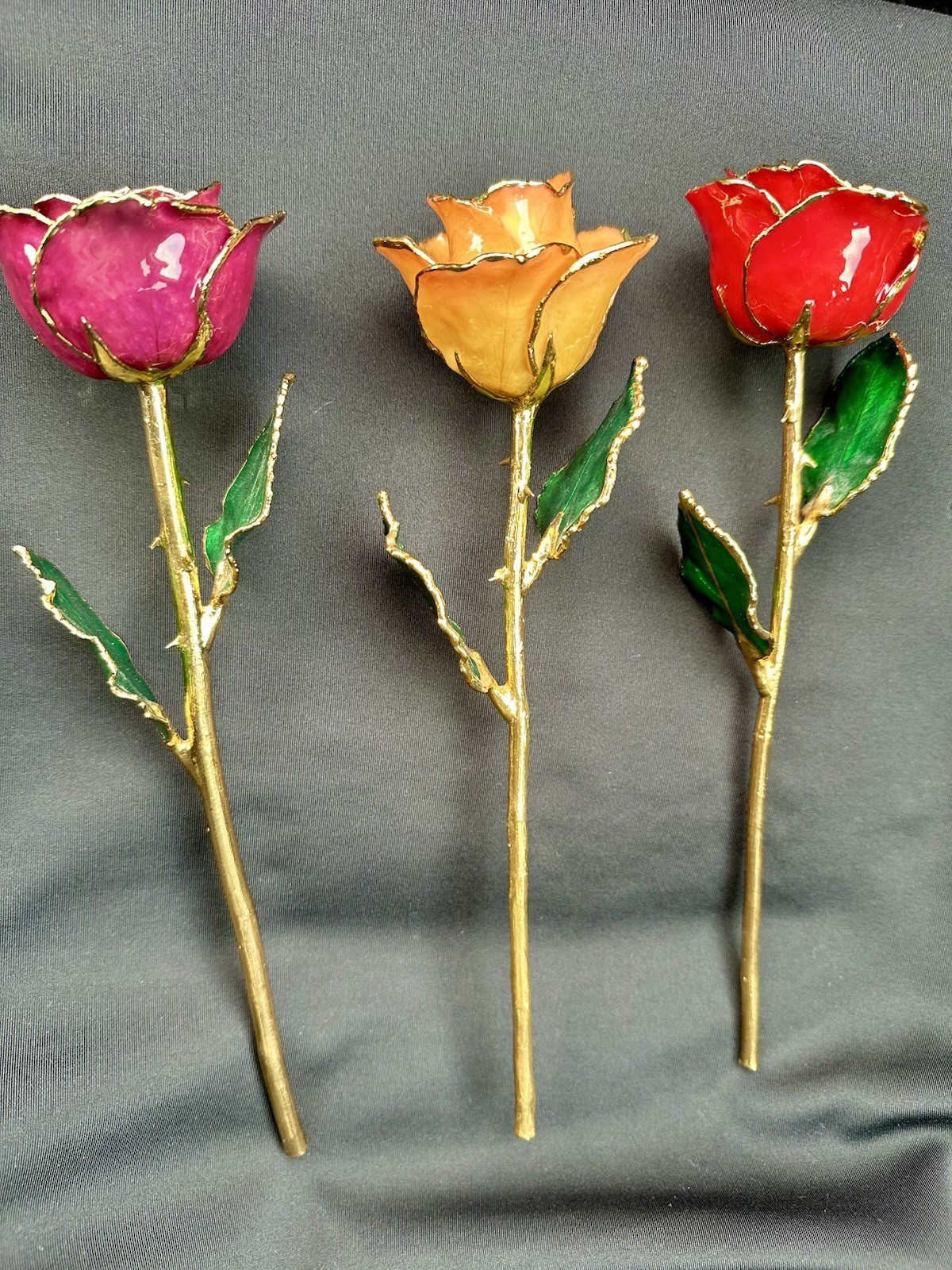 The Forever Rose 11” Real Rose Dipped in 24K Gold Valentines Day Gift – Lot Of 3