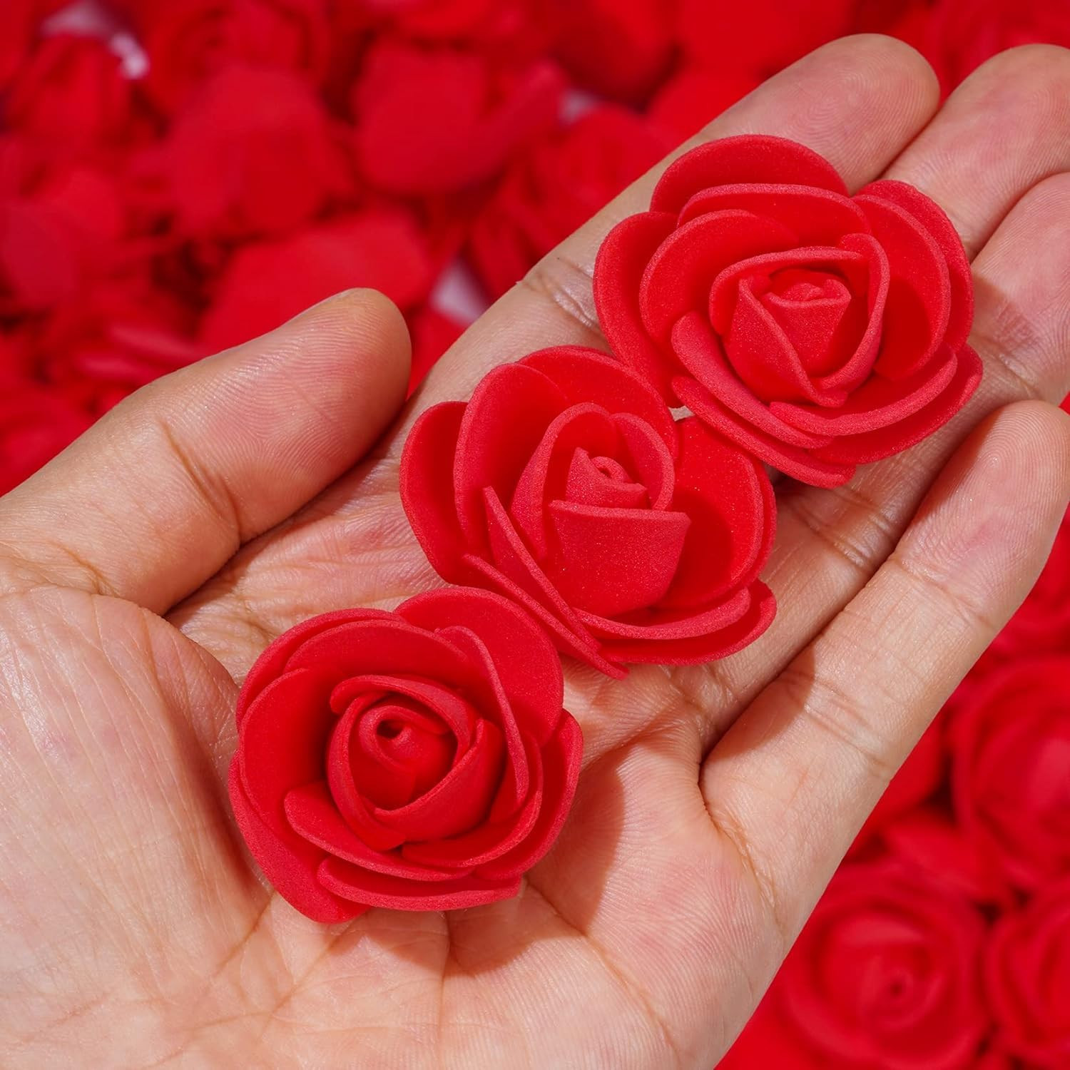 100pcs Mini Artificial Rose Artificial Fake Rose Head Mini Foam Artificial Rose