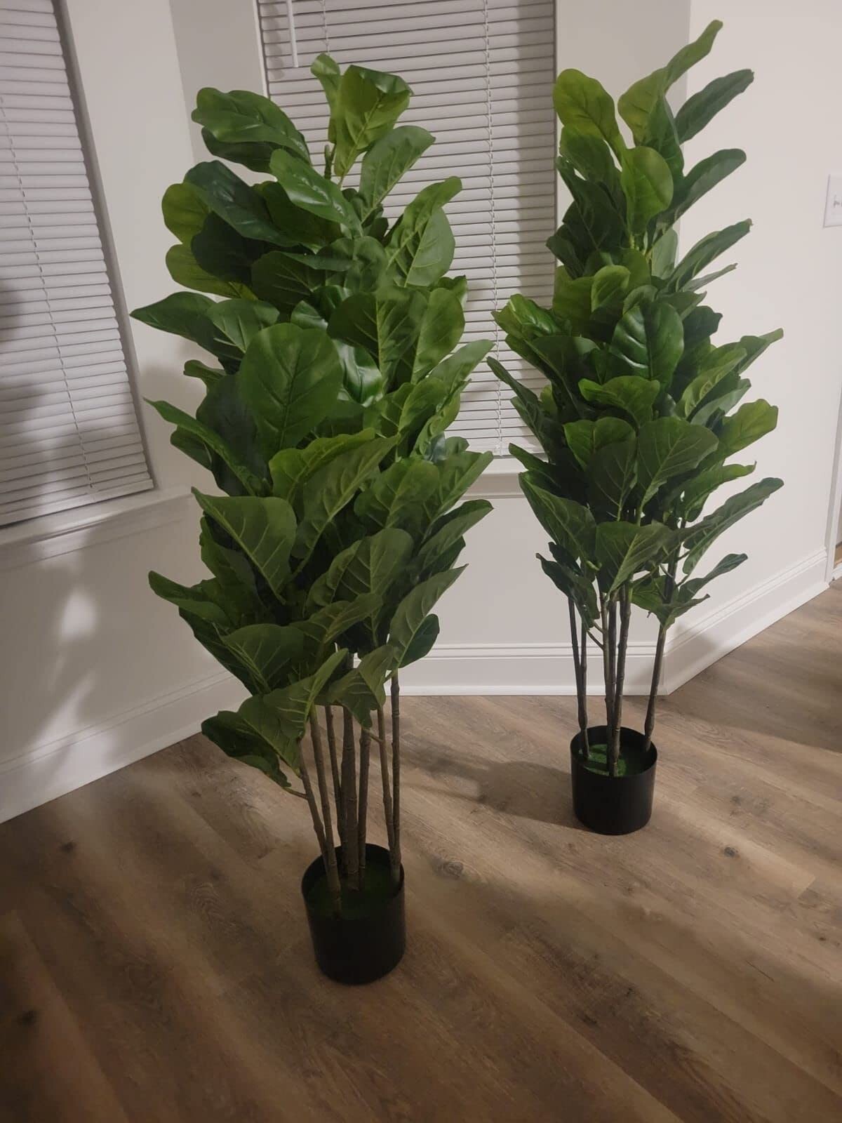 2 Pack Artificial Fiddle Leaf Fig Tree In/Outdoor Fake Potted 51″ Decor Plant