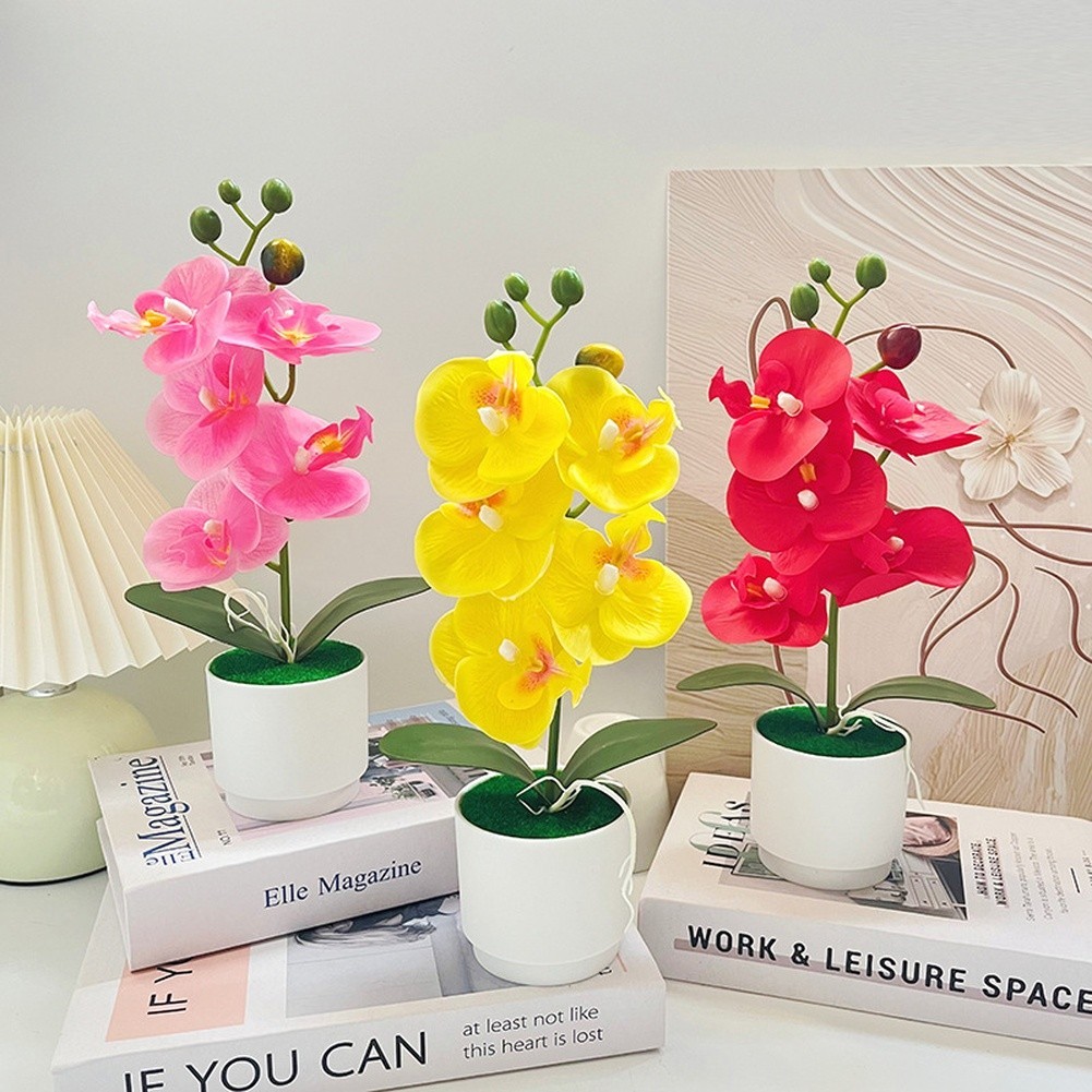 for Nordic Style Phalaenopsis Artificial Flower Potted Plant for Bedroom Decor