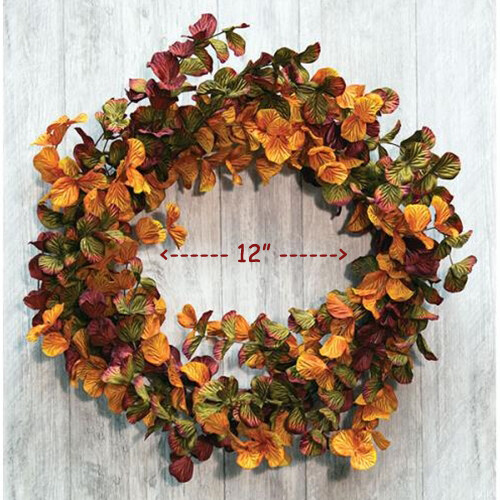 Large FALL HARVEST Eucalyptus WREATH Green,Rust,Red,Plum 12″ Inside 22″ Outer