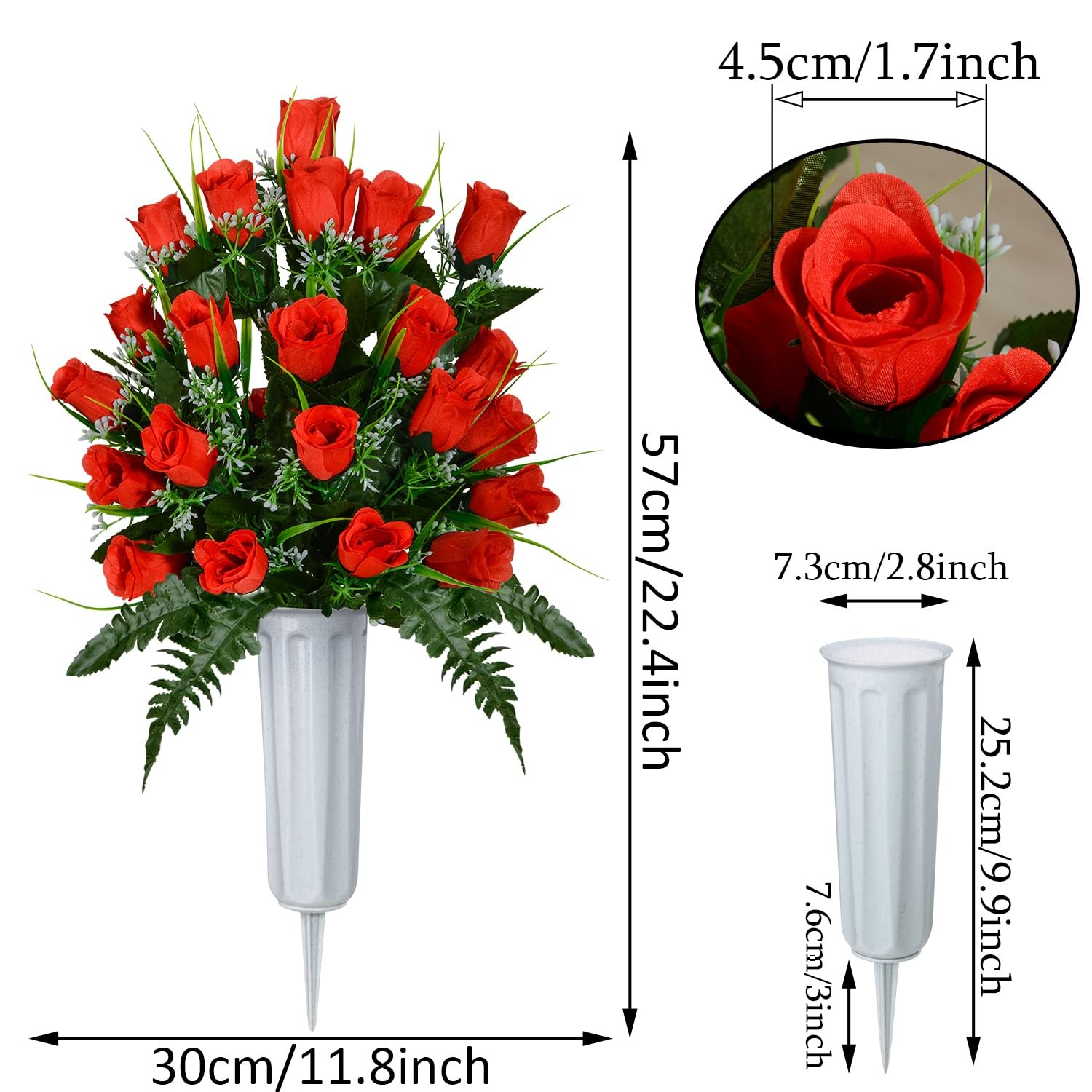 Artificial Cemetery Flowers, Grave Decorations Roses, Memorial Flowers Bouque…