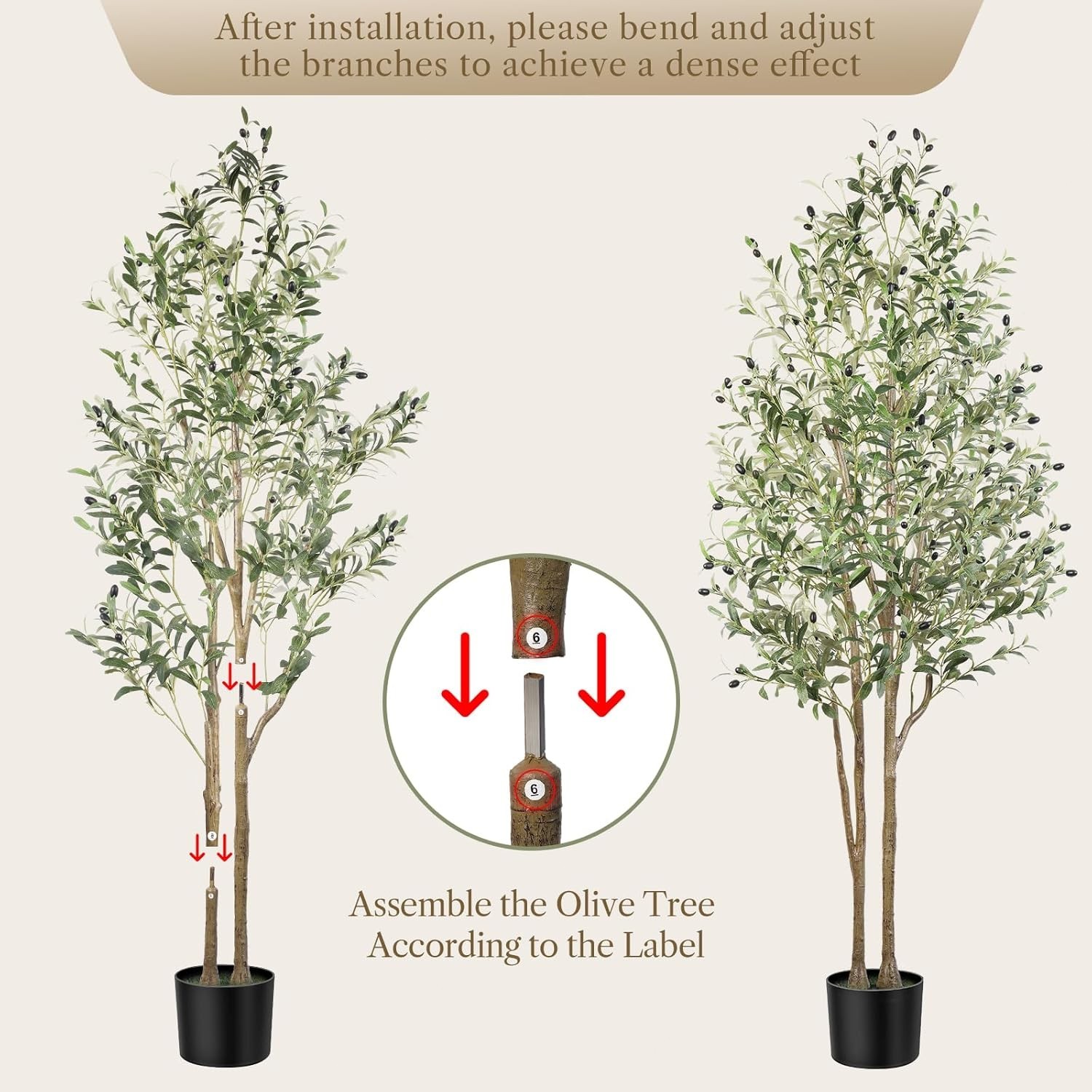 Artificial Olive Tree Potted Fake Plant with Fruits BLACK Planter Home Office In
